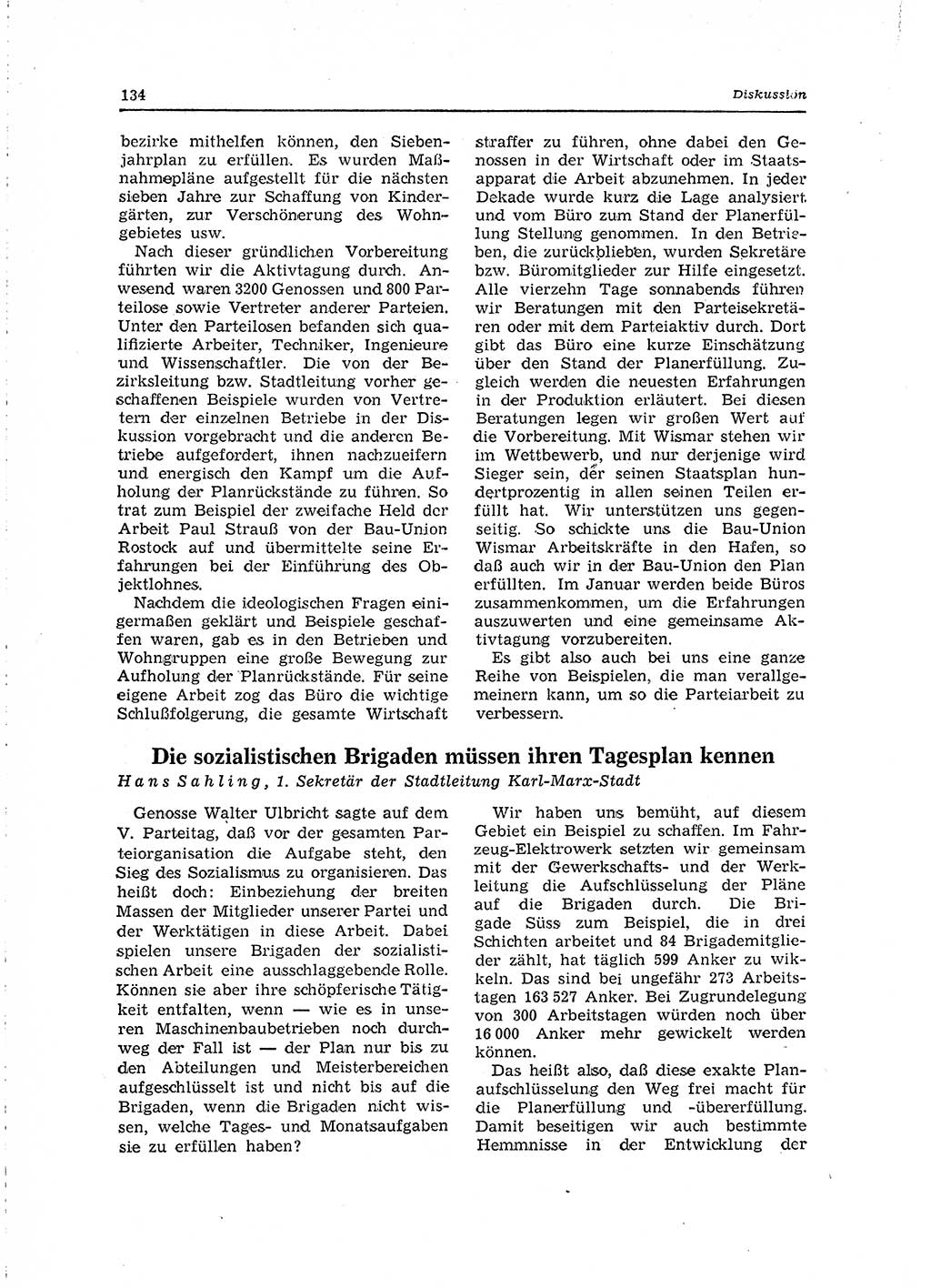 Neuer Weg (NW), Organ des Zentralkomitees (ZK) der SED (Sozialistische Einheitspartei Deutschlands) für Fragen des Parteilebens, 15. Jahrgang [Deutsche Demokratische Republik (DDR)] 1960, Seite 134 (NW ZK SED DDR 1960, S. 134)