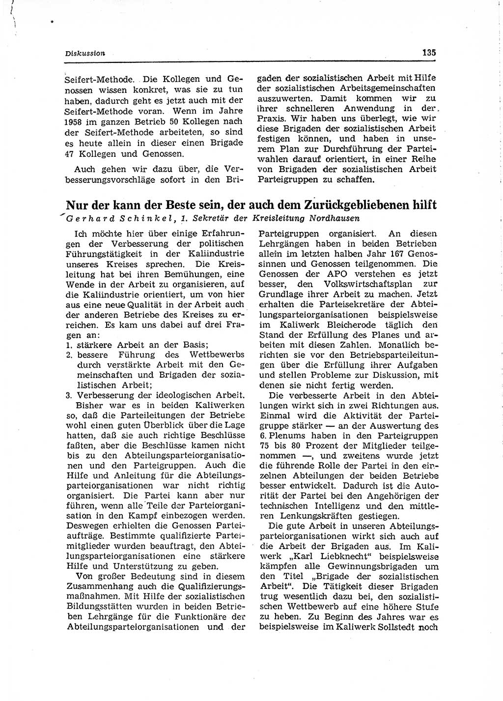Neuer Weg (NW), Organ des Zentralkomitees (ZK) der SED (Sozialistische Einheitspartei Deutschlands) für Fragen des Parteilebens, 15. Jahrgang [Deutsche Demokratische Republik (DDR)] 1960, Seite 135 (NW ZK SED DDR 1960, S. 135)