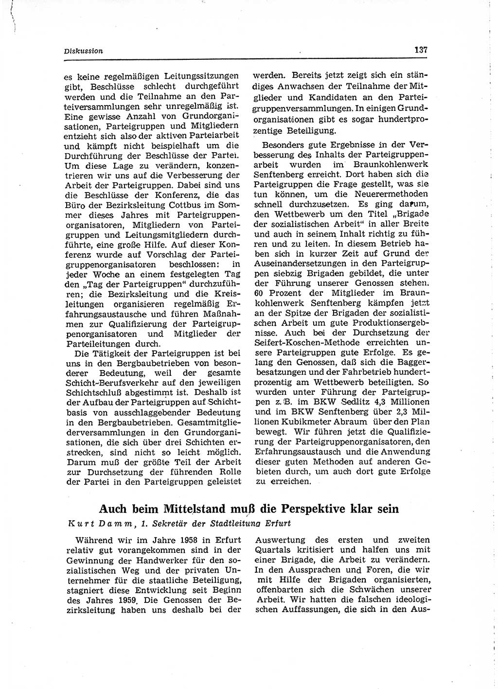 Neuer Weg (NW), Organ des Zentralkomitees (ZK) der SED (Sozialistische Einheitspartei Deutschlands) für Fragen des Parteilebens, 15. Jahrgang [Deutsche Demokratische Republik (DDR)] 1960, Seite 137 (NW ZK SED DDR 1960, S. 137)