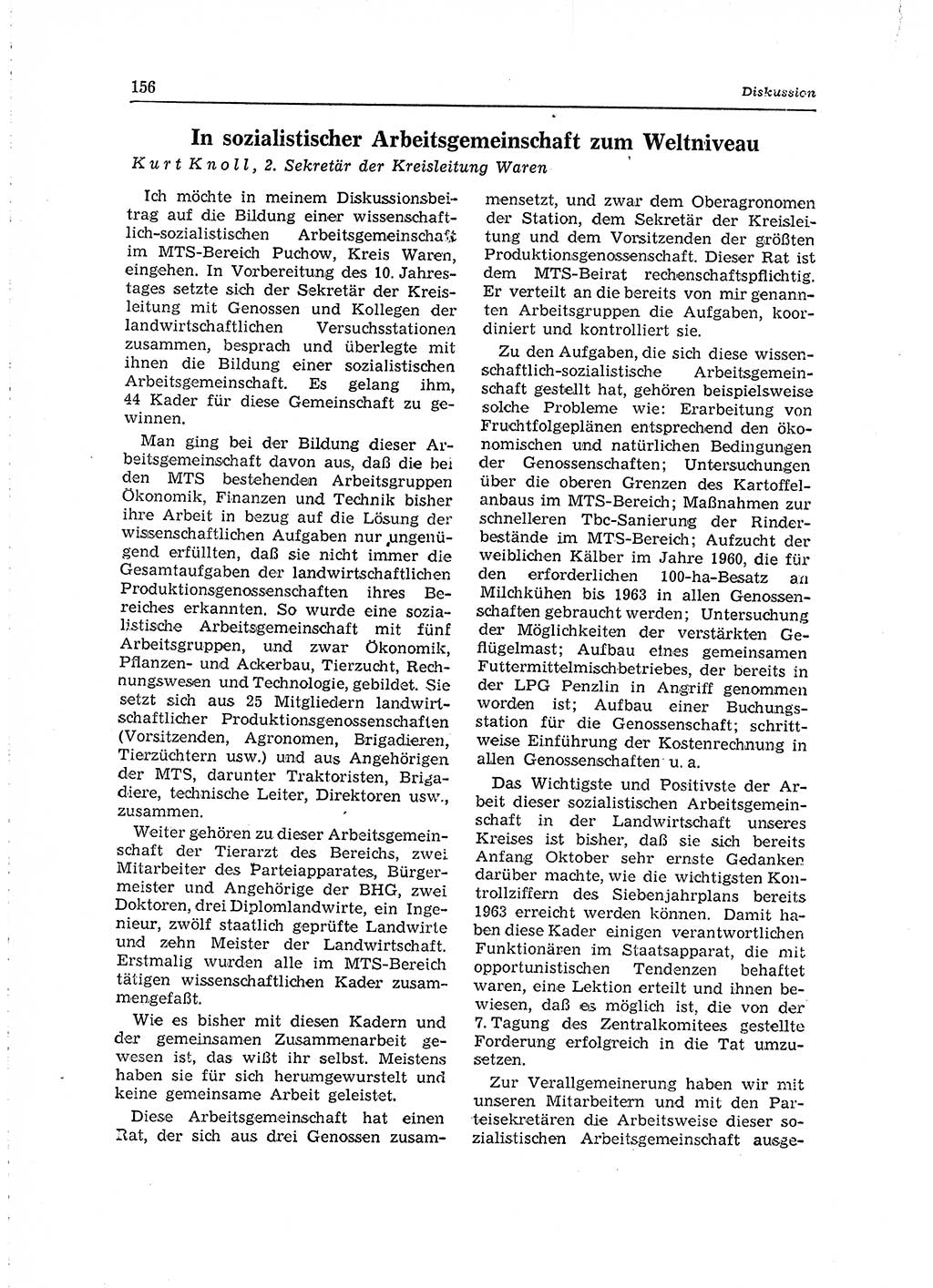 Neuer Weg (NW), Organ des Zentralkomitees (ZK) der SED (Sozialistische Einheitspartei Deutschlands) für Fragen des Parteilebens, 15. Jahrgang [Deutsche Demokratische Republik (DDR)] 1960, Seite 156 (NW ZK SED DDR 1960, S. 156)