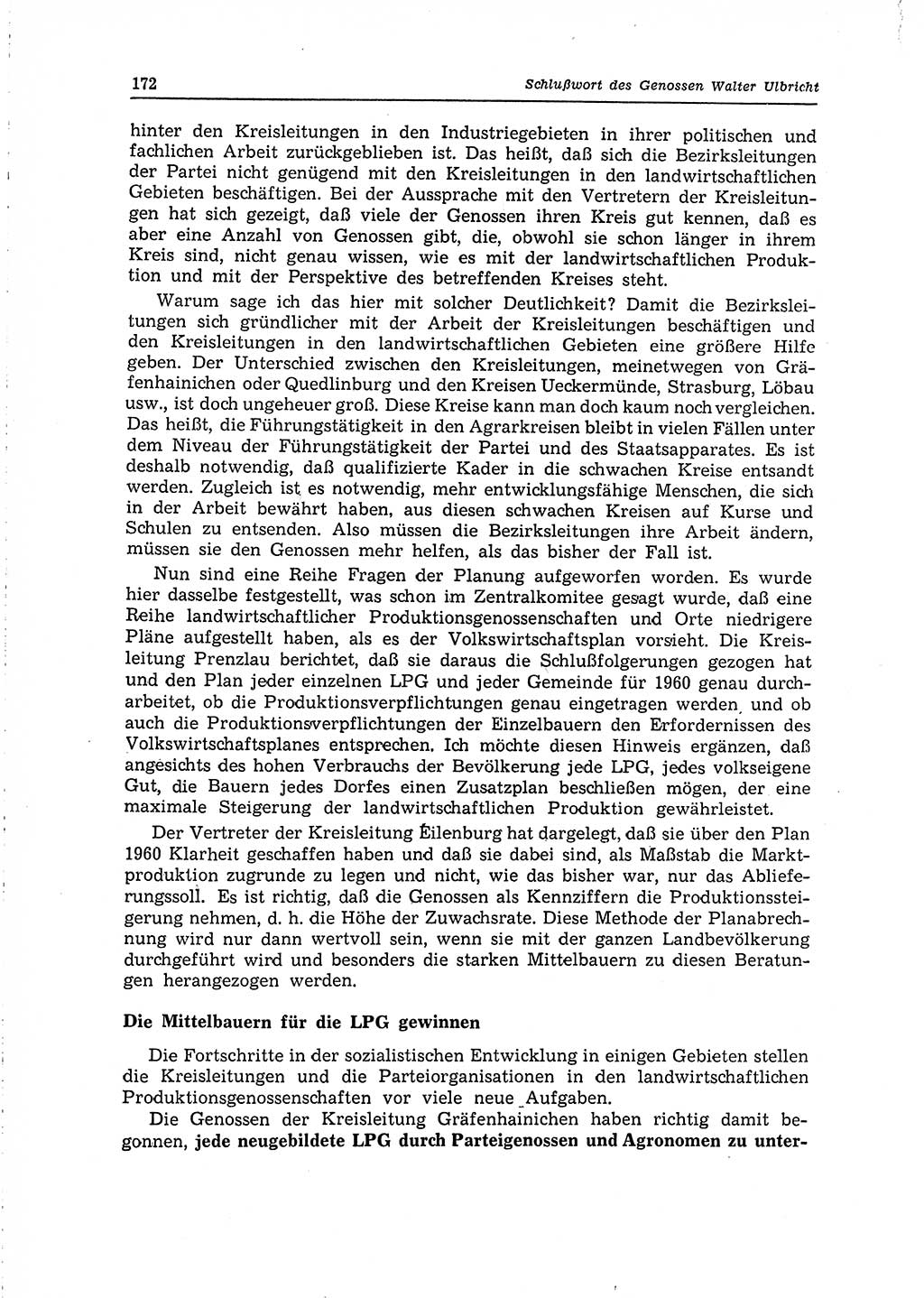 Neuer Weg (NW), Organ des Zentralkomitees (ZK) der SED (Sozialistische Einheitspartei Deutschlands) für Fragen des Parteilebens, 15. Jahrgang [Deutsche Demokratische Republik (DDR)] 1960, Seite 172 (NW ZK SED DDR 1960, S. 172)