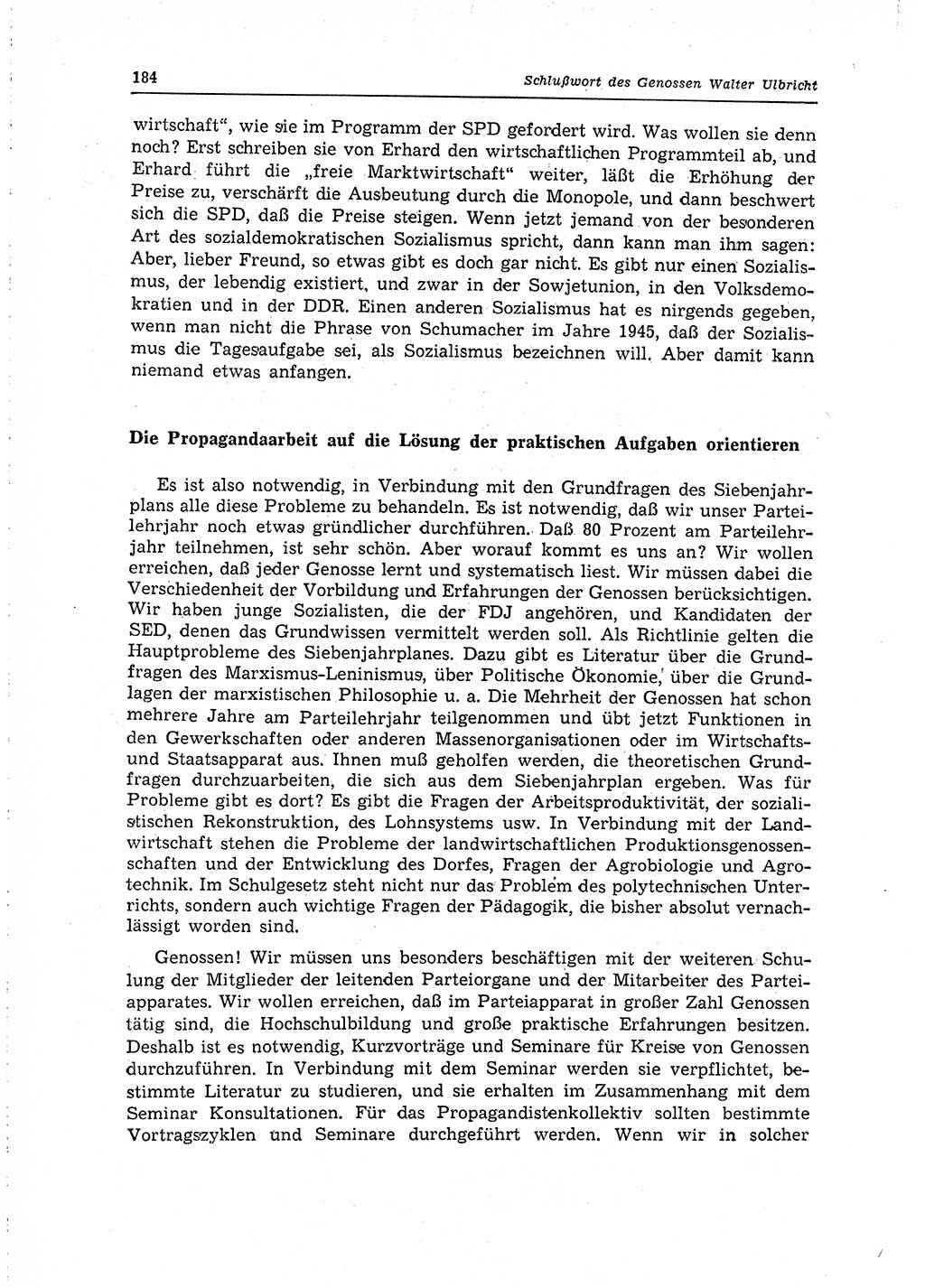 Neuer Weg (NW), Organ des Zentralkomitees (ZK) der SED (Sozialistische Einheitspartei Deutschlands) für Fragen des Parteilebens, 15. Jahrgang [Deutsche Demokratische Republik (DDR)] 1960, Seite 184 (NW ZK SED DDR 1960, S. 184)