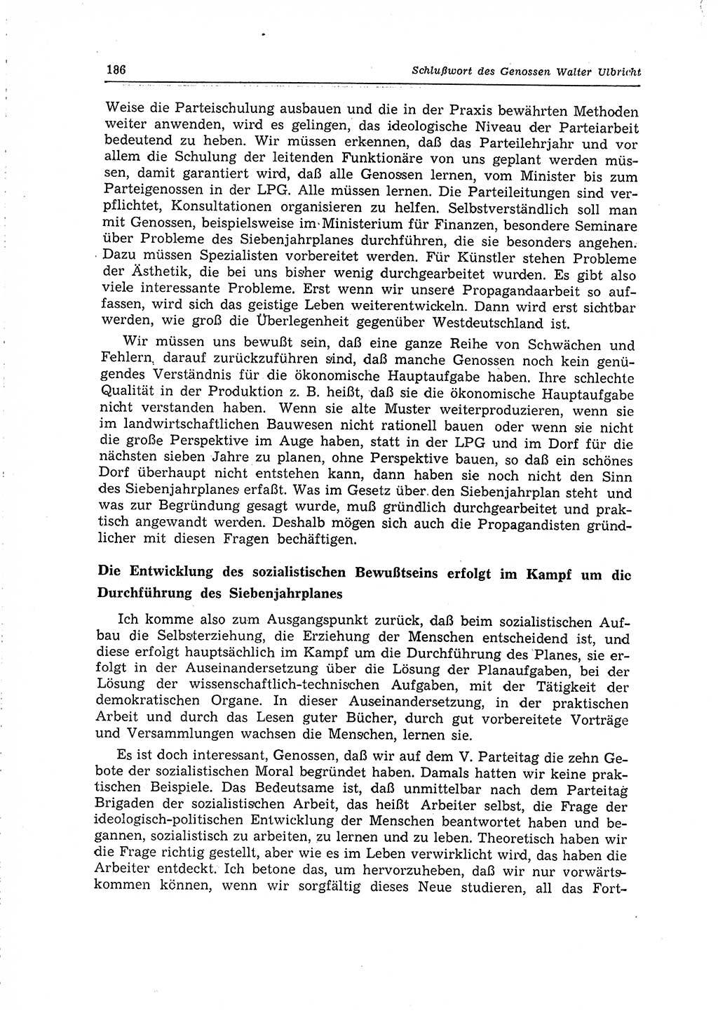 Neuer Weg (NW), Organ des Zentralkomitees (ZK) der SED (Sozialistische Einheitspartei Deutschlands) für Fragen des Parteilebens, 15. Jahrgang [Deutsche Demokratische Republik (DDR)] 1960, Seite 186 (NW ZK SED DDR 1960, S. 186)