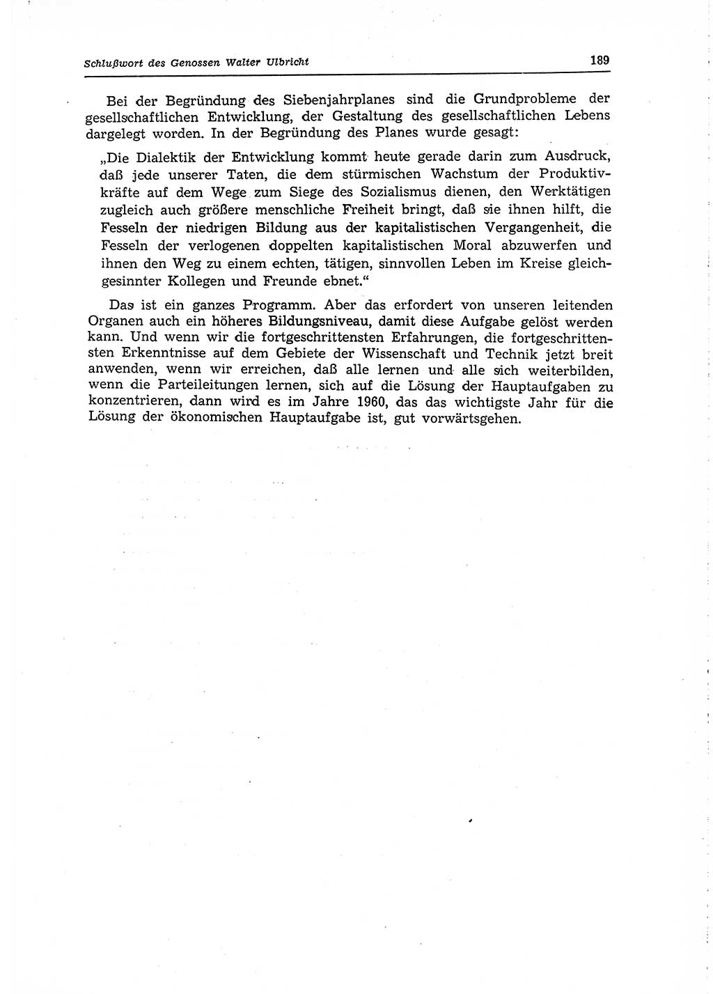 Neuer Weg (NW), Organ des Zentralkomitees (ZK) der SED (Sozialistische Einheitspartei Deutschlands) für Fragen des Parteilebens, 15. Jahrgang [Deutsche Demokratische Republik (DDR)] 1960, Seite 189 (NW ZK SED DDR 1960, S. 189)