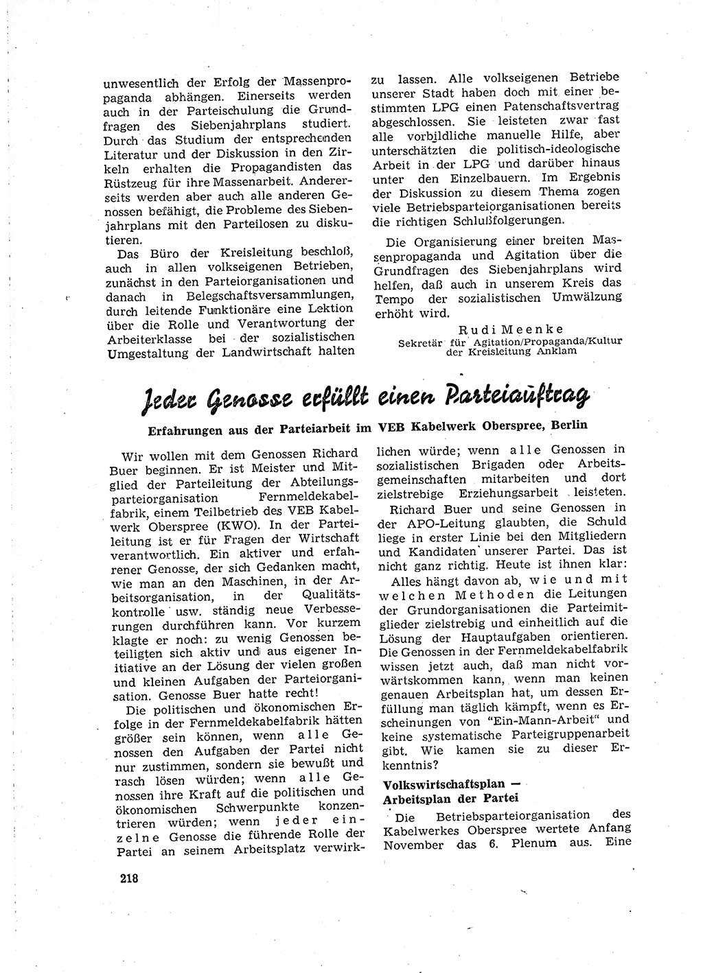 Neuer Weg (NW), Organ des Zentralkomitees (ZK) der SED (Sozialistische Einheitspartei Deutschlands) für Fragen des Parteilebens, 15. Jahrgang [Deutsche Demokratische Republik (DDR)] 1960, Seite 218 (NW ZK SED DDR 1960, S. 218)