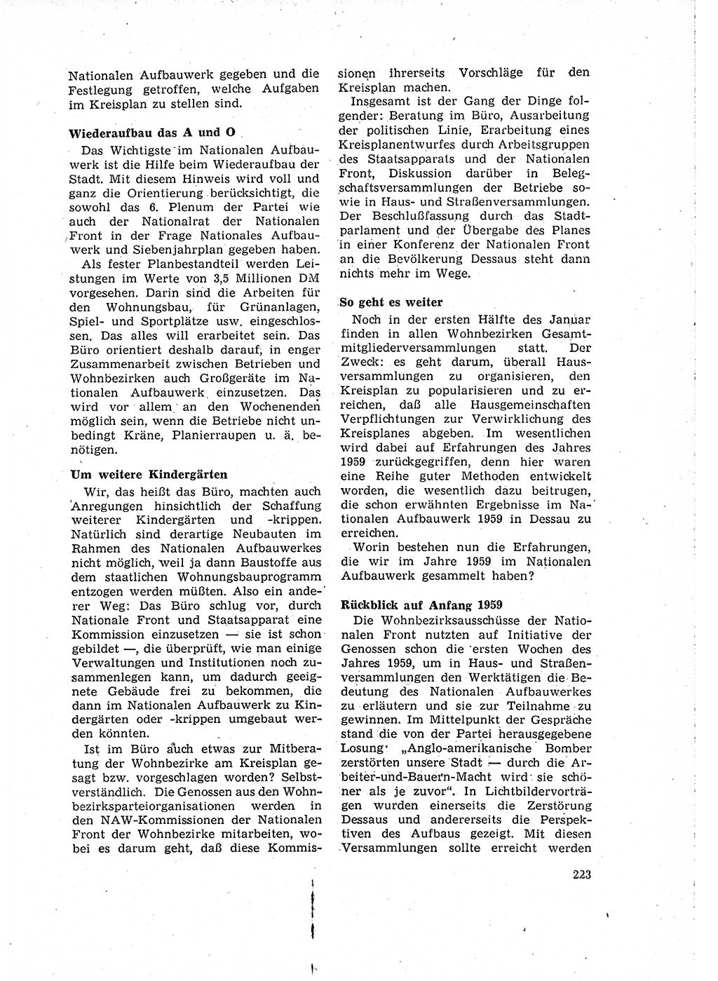 Neuer Weg (NW), Organ des Zentralkomitees (ZK) der SED (Sozialistische Einheitspartei Deutschlands) für Fragen des Parteilebens, 15. Jahrgang [Deutsche Demokratische Republik (DDR)] 1960, Seite 223 (NW ZK SED DDR 1960, S. 223)