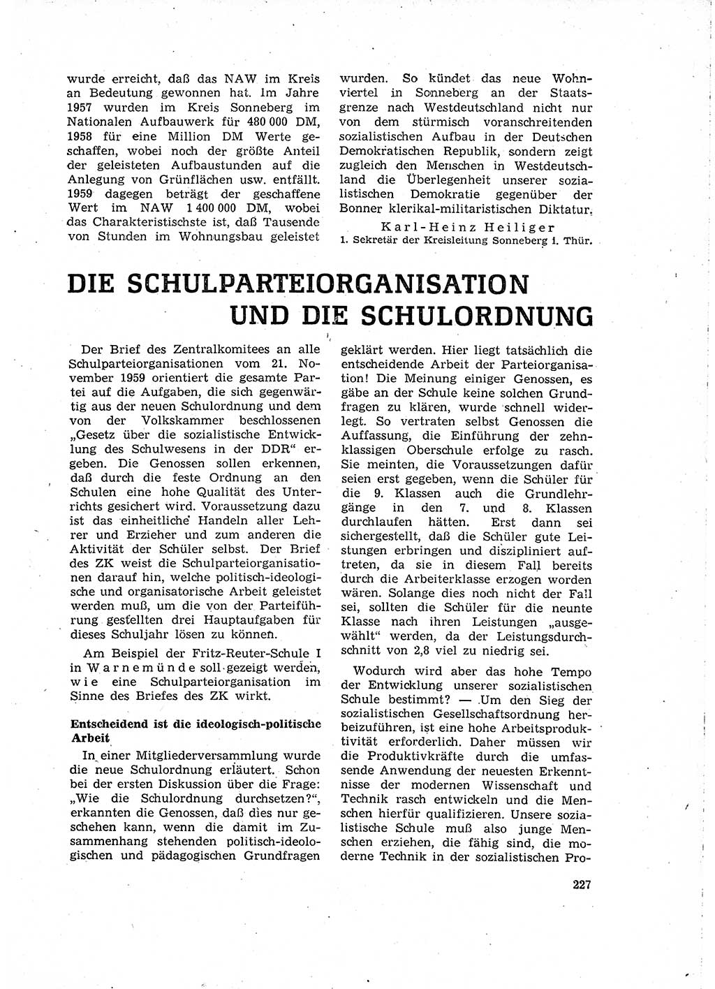 Neuer Weg (NW), Organ des Zentralkomitees (ZK) der SED (Sozialistische Einheitspartei Deutschlands) für Fragen des Parteilebens, 15. Jahrgang [Deutsche Demokratische Republik (DDR)] 1960, Seite 227 (NW ZK SED DDR 1960, S. 227)