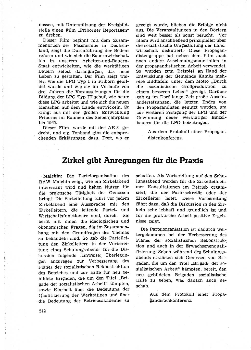 Neuer Weg (NW), Organ des Zentralkomitees (ZK) der SED (Sozialistische Einheitspartei Deutschlands) für Fragen des Parteilebens, 15. Jahrgang [Deutsche Demokratische Republik (DDR)] 1960, Seite 242 (NW ZK SED DDR 1960, S. 242)