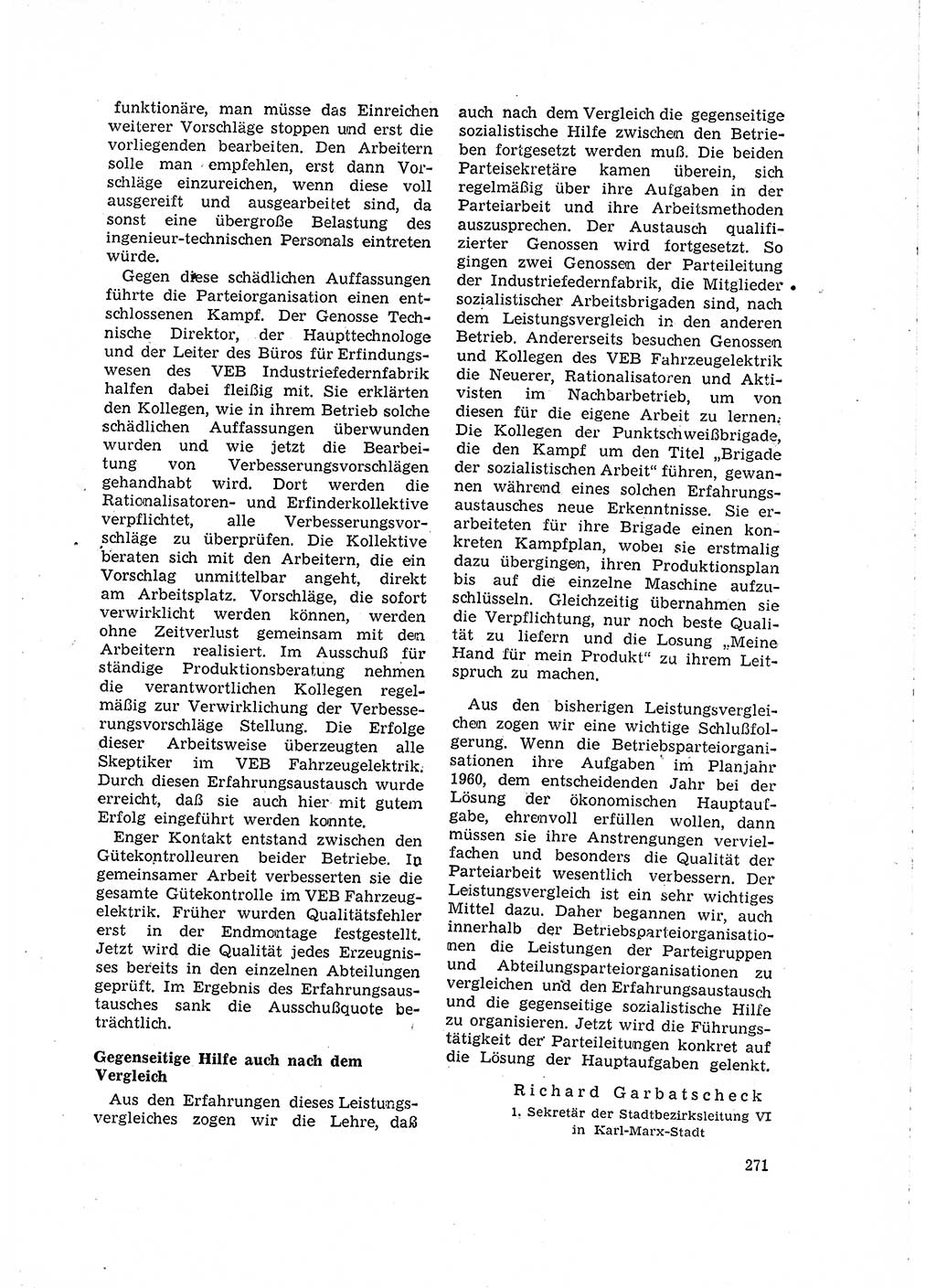 Neuer Weg (NW), Organ des Zentralkomitees (ZK) der SED (Sozialistische Einheitspartei Deutschlands) für Fragen des Parteilebens, 15. Jahrgang [Deutsche Demokratische Republik (DDR)] 1960, Seite 271 (NW ZK SED DDR 1960, S. 271)