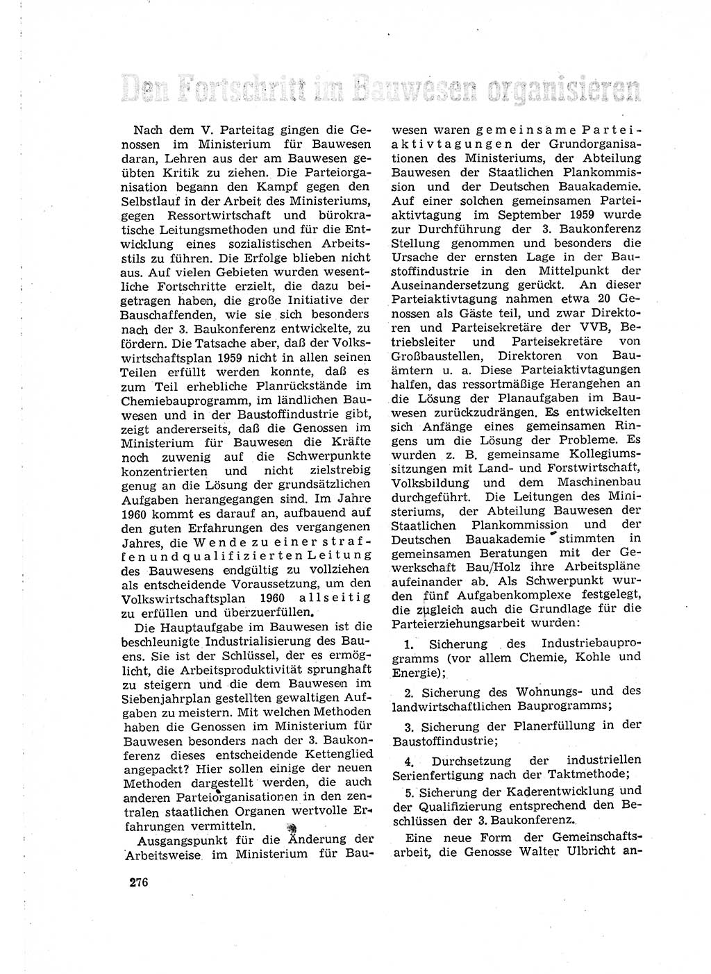 Neuer Weg (NW), Organ des Zentralkomitees (ZK) der SED (Sozialistische Einheitspartei Deutschlands) für Fragen des Parteilebens, 15. Jahrgang [Deutsche Demokratische Republik (DDR)] 1960, Seite 276 (NW ZK SED DDR 1960, S. 276)