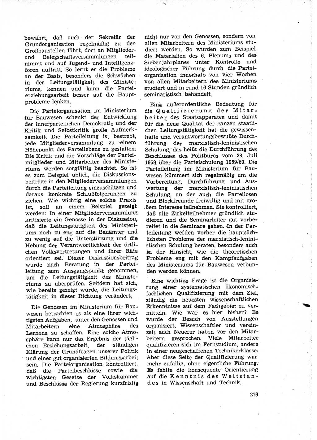 Neuer Weg (NW), Organ des Zentralkomitees (ZK) der SED (Sozialistische Einheitspartei Deutschlands) für Fragen des Parteilebens, 15. Jahrgang [Deutsche Demokratische Republik (DDR)] 1960, Seite 279 (NW ZK SED DDR 1960, S. 279)