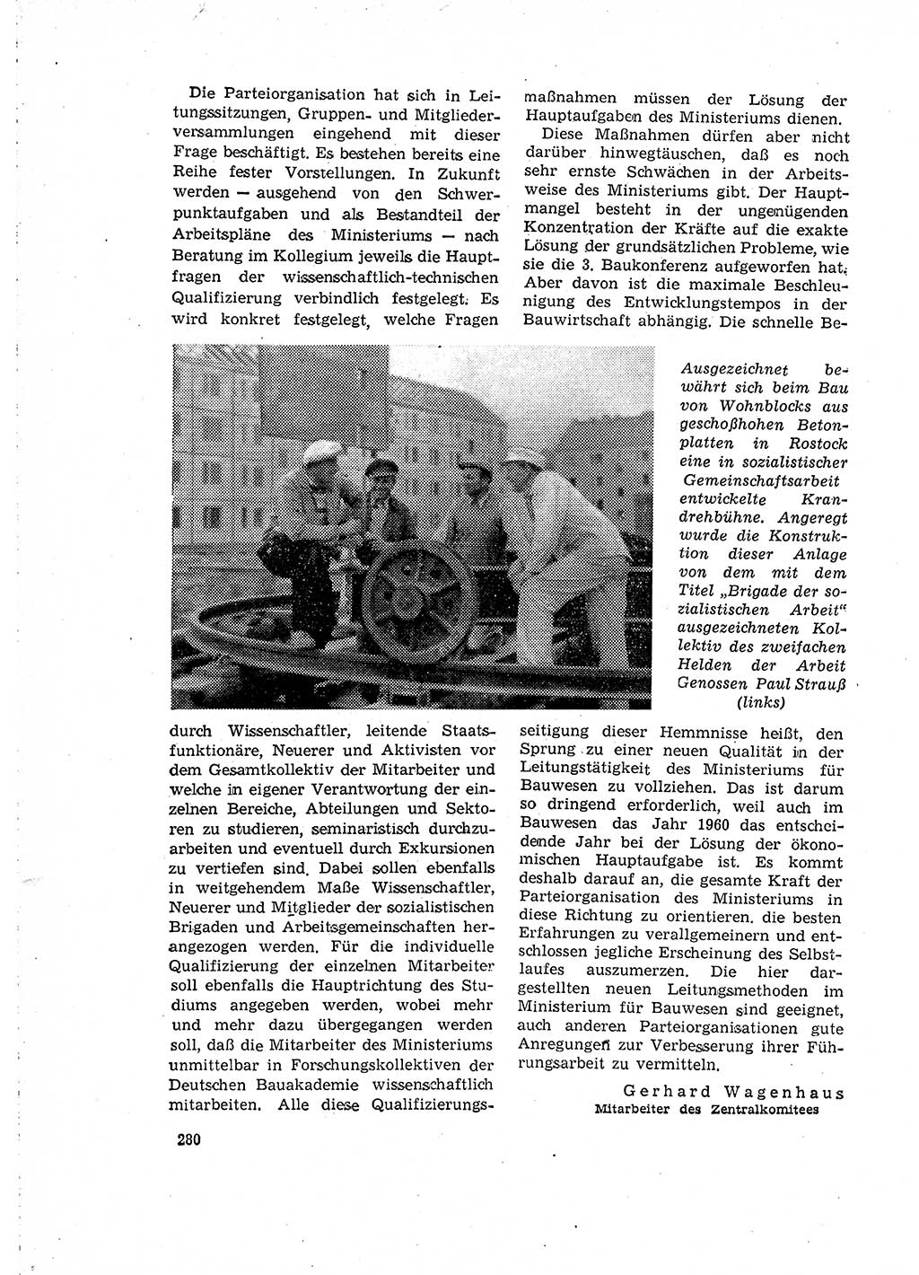 Neuer Weg (NW), Organ des Zentralkomitees (ZK) der SED (Sozialistische Einheitspartei Deutschlands) für Fragen des Parteilebens, 15. Jahrgang [Deutsche Demokratische Republik (DDR)] 1960, Seite 280 (NW ZK SED DDR 1960, S. 280)