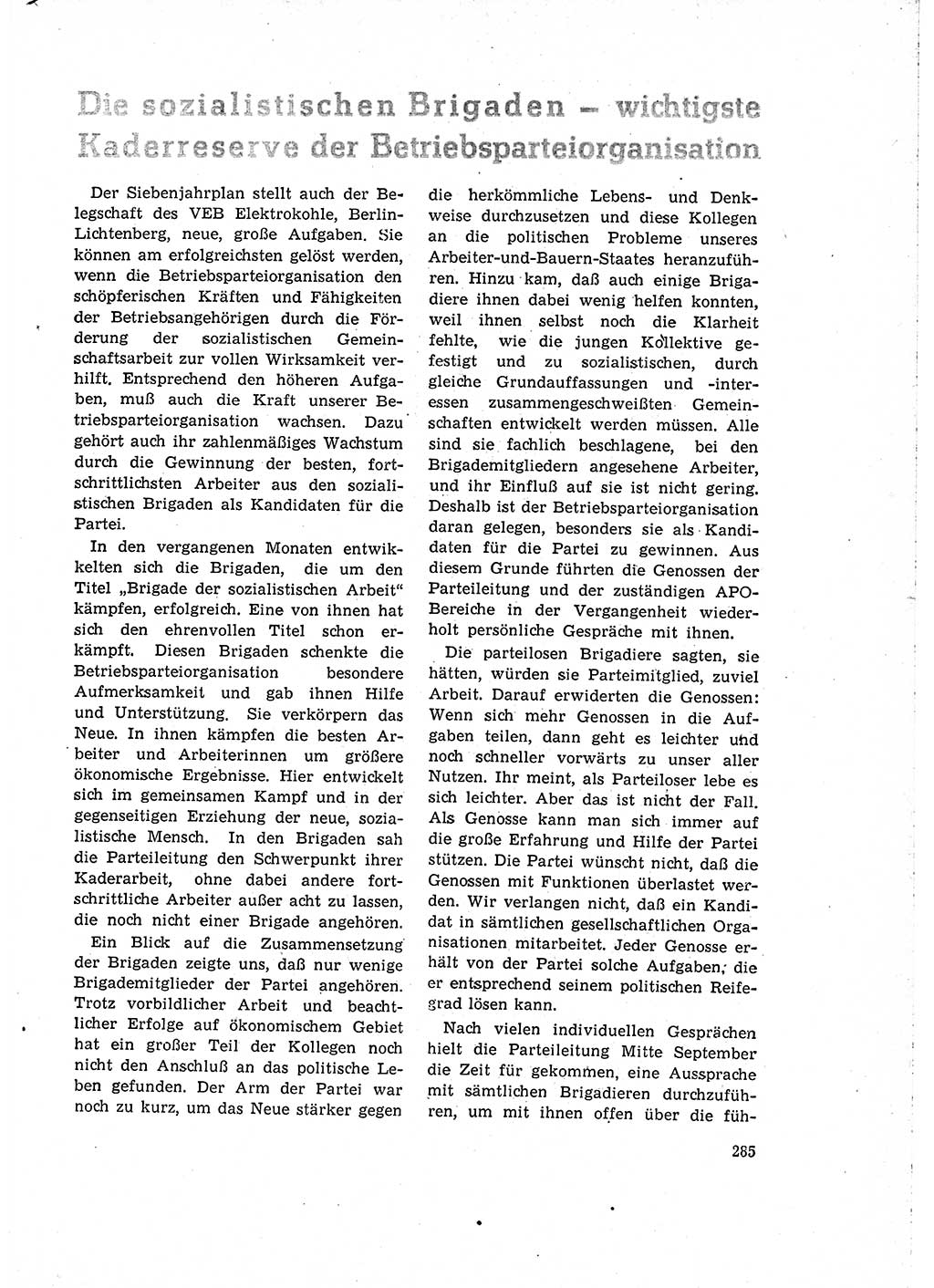 Neuer Weg (NW), Organ des Zentralkomitees (ZK) der SED (Sozialistische Einheitspartei Deutschlands) für Fragen des Parteilebens, 15. Jahrgang [Deutsche Demokratische Republik (DDR)] 1960, Seite 285 (NW ZK SED DDR 1960, S. 285)