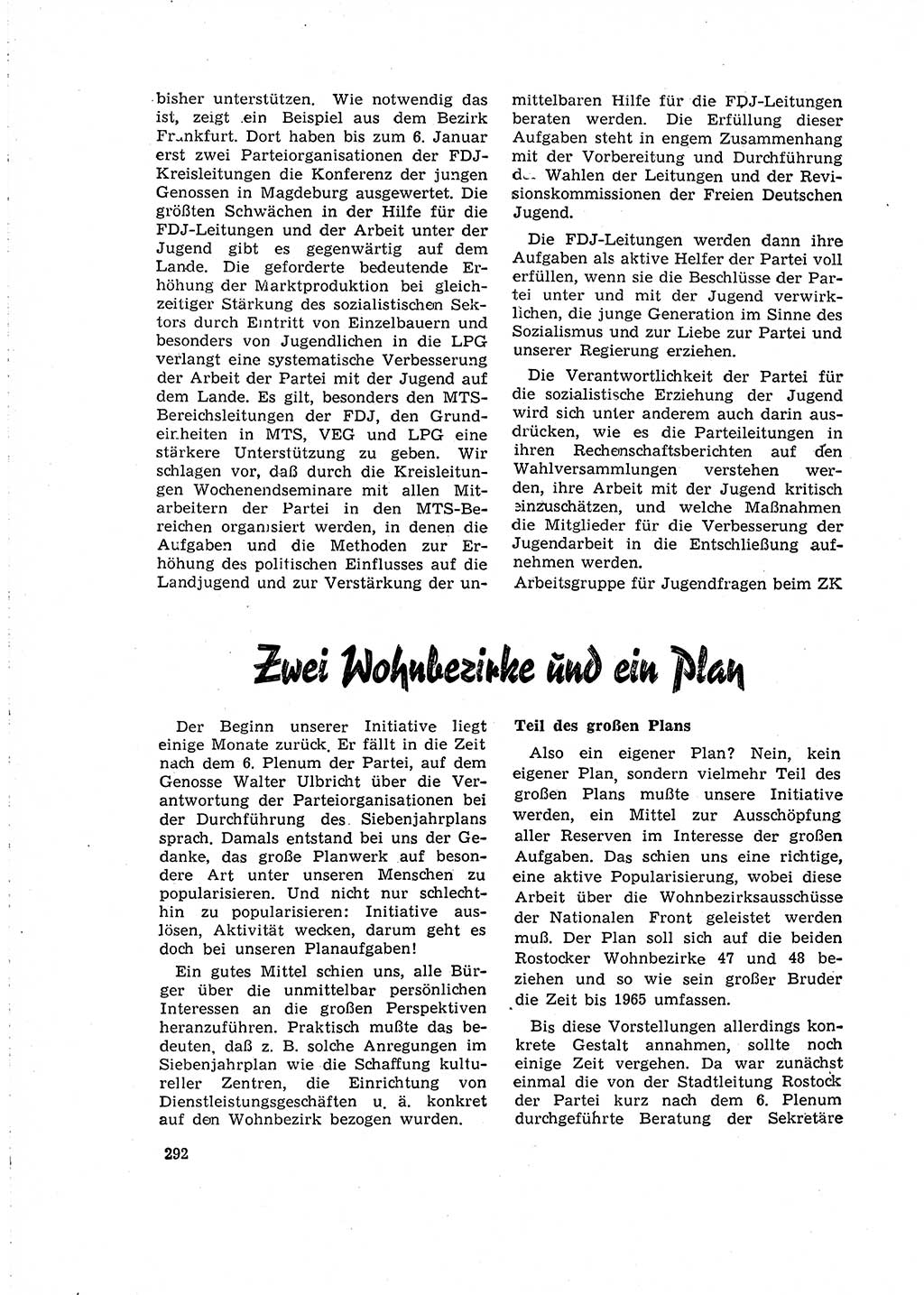 Neuer Weg (NW), Organ des Zentralkomitees (ZK) der SED (Sozialistische Einheitspartei Deutschlands) für Fragen des Parteilebens, 15. Jahrgang [Deutsche Demokratische Republik (DDR)] 1960, Seite 292 (NW ZK SED DDR 1960, S. 292)