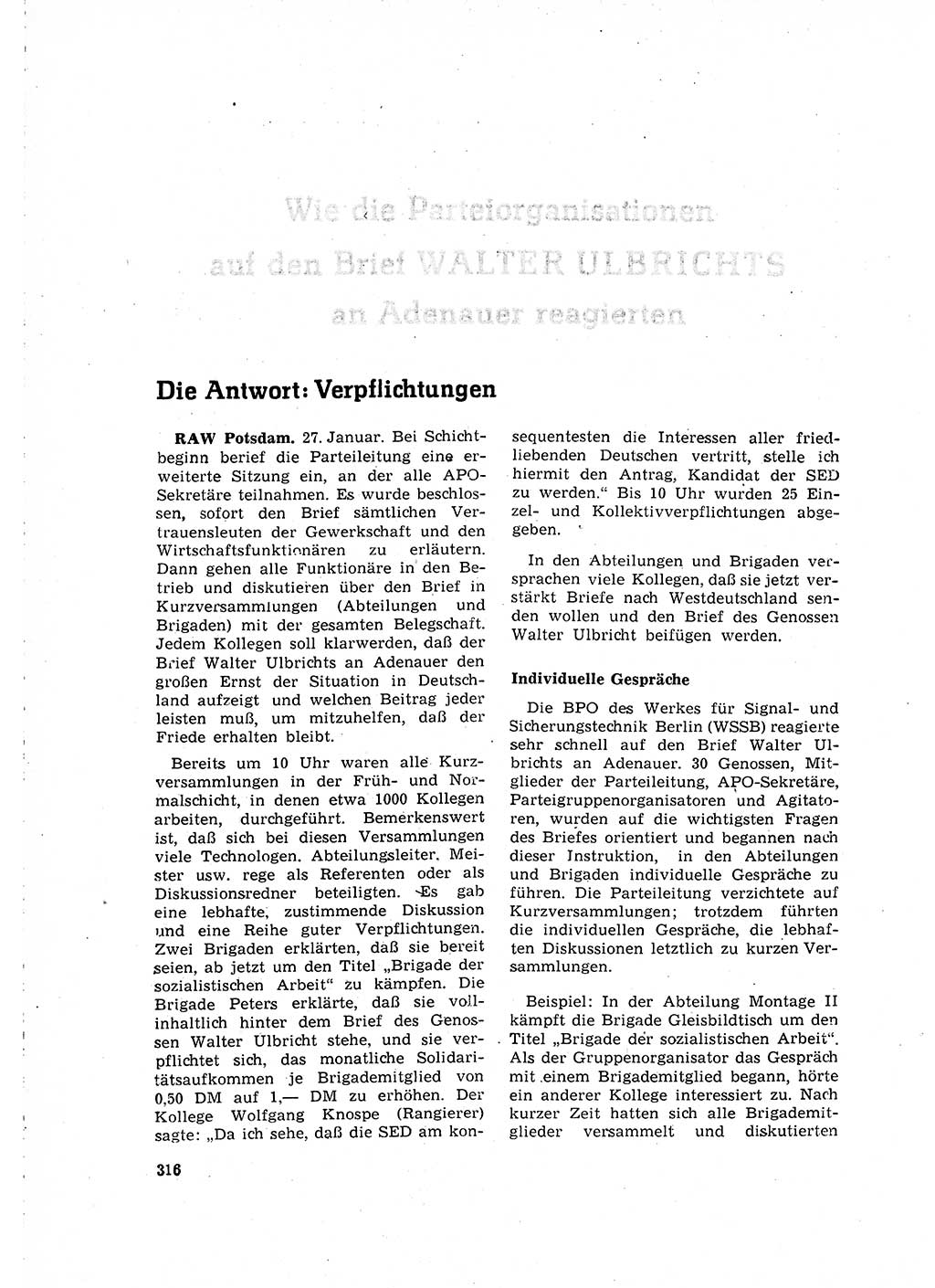 Neuer Weg (NW), Organ des Zentralkomitees (ZK) der SED (Sozialistische Einheitspartei Deutschlands) für Fragen des Parteilebens, 15. Jahrgang [Deutsche Demokratische Republik (DDR)] 1960, Seite 316 (NW ZK SED DDR 1960, S. 316)