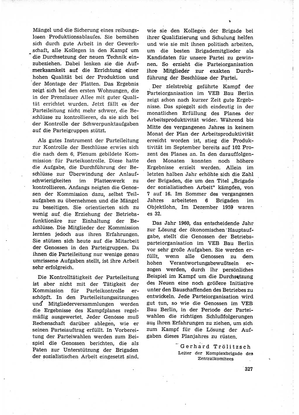 Neuer Weg (NW), Organ des Zentralkomitees (ZK) der SED (Sozialistische Einheitspartei Deutschlands) für Fragen des Parteilebens, 15. Jahrgang [Deutsche Demokratische Republik (DDR)] 1960, Seite 327 (NW ZK SED DDR 1960, S. 327)