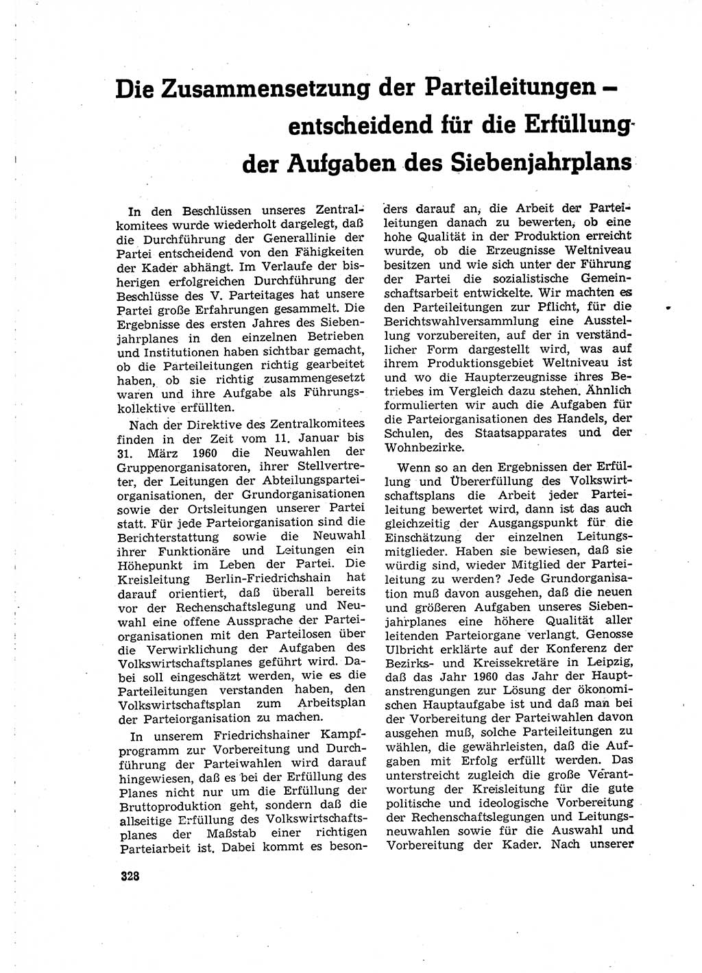 Neuer Weg (NW), Organ des Zentralkomitees (ZK) der SED (Sozialistische Einheitspartei Deutschlands) für Fragen des Parteilebens, 15. Jahrgang [Deutsche Demokratische Republik (DDR)] 1960, Seite 328 (NW ZK SED DDR 1960, S. 328)