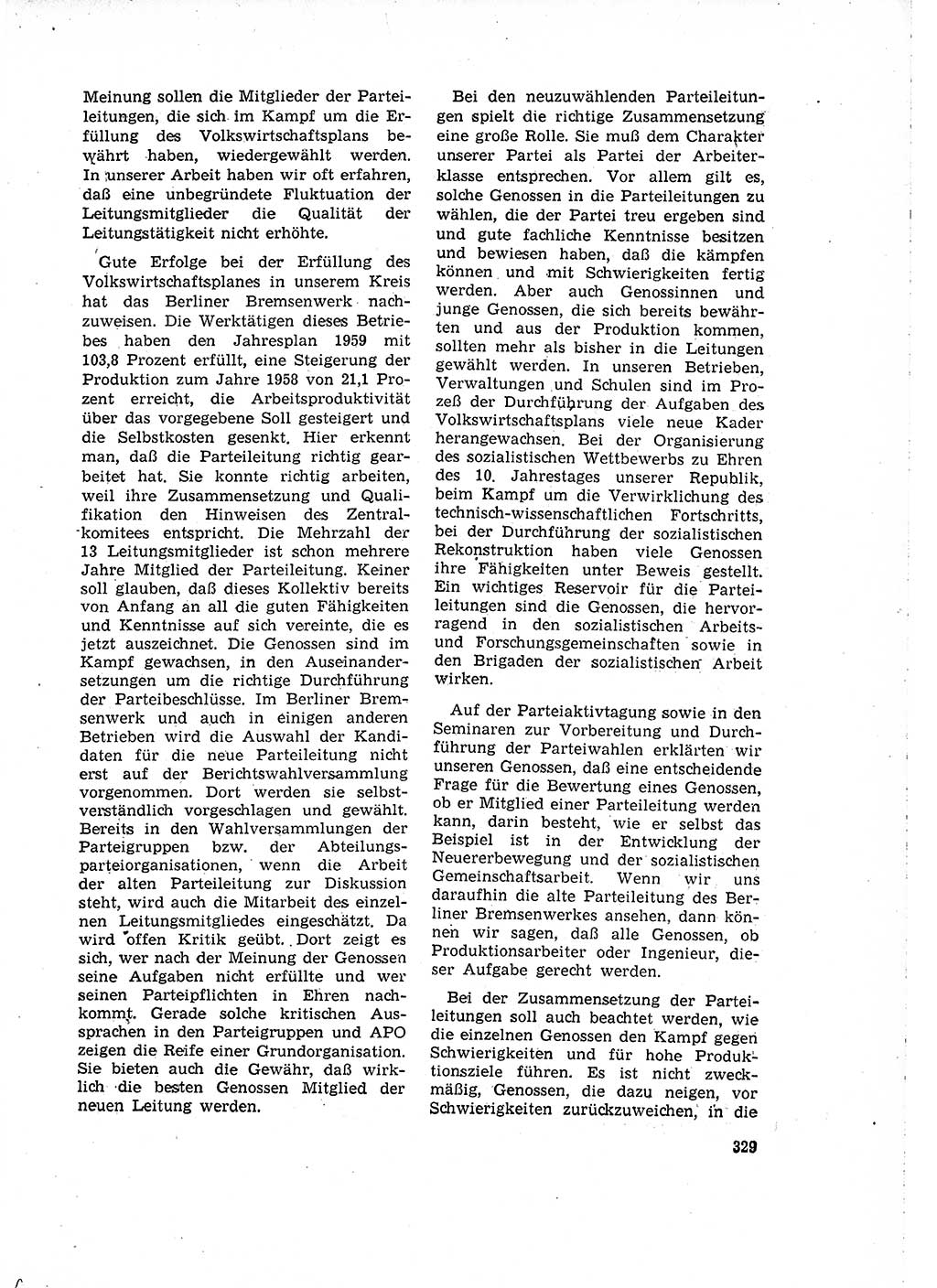 Neuer Weg (NW), Organ des Zentralkomitees (ZK) der SED (Sozialistische Einheitspartei Deutschlands) für Fragen des Parteilebens, 15. Jahrgang [Deutsche Demokratische Republik (DDR)] 1960, Seite 329 (NW ZK SED DDR 1960, S. 329)