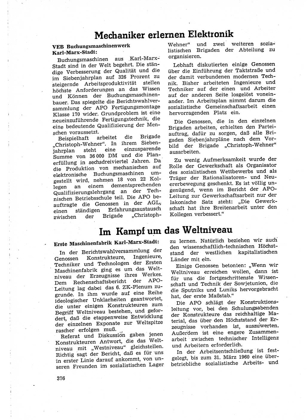 Neuer Weg (NW), Organ des Zentralkomitees (ZK) der SED (Sozialistische Einheitspartei Deutschlands) für Fragen des Parteilebens, 15. Jahrgang [Deutsche Demokratische Republik (DDR)] 1960, Seite 376 (NW ZK SED DDR 1960, S. 376)