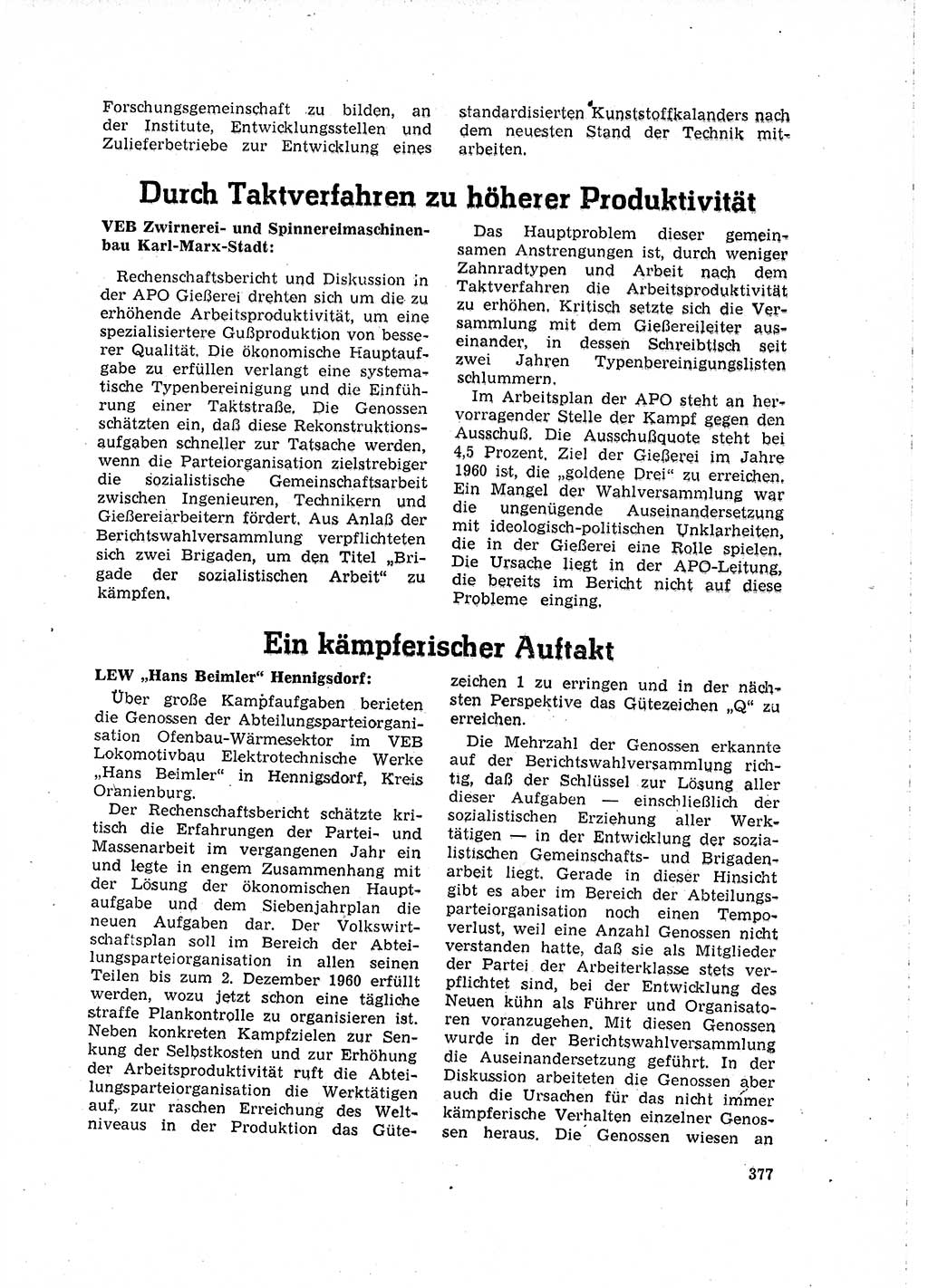 Neuer Weg (NW), Organ des Zentralkomitees (ZK) der SED (Sozialistische Einheitspartei Deutschlands) für Fragen des Parteilebens, 15. Jahrgang [Deutsche Demokratische Republik (DDR)] 1960, Seite 377 (NW ZK SED DDR 1960, S. 377)