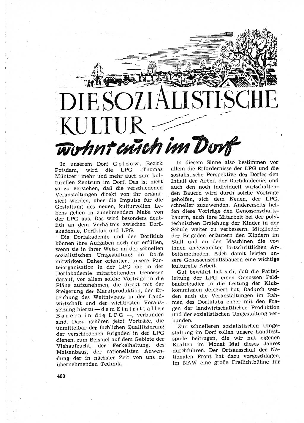 Neuer Weg (NW), Organ des Zentralkomitees (ZK) der SED (Sozialistische Einheitspartei Deutschlands) für Fragen des Parteilebens, 15. Jahrgang [Deutsche Demokratische Republik (DDR)] 1960, Seite 400 (NW ZK SED DDR 1960, S. 400)
