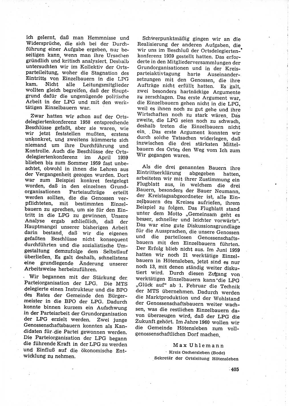 Neuer Weg (NW), Organ des Zentralkomitees (ZK) der SED (Sozialistische Einheitspartei Deutschlands) für Fragen des Parteilebens, 15. Jahrgang [Deutsche Demokratische Republik (DDR)] 1960, Seite 405 (NW ZK SED DDR 1960, S. 405)