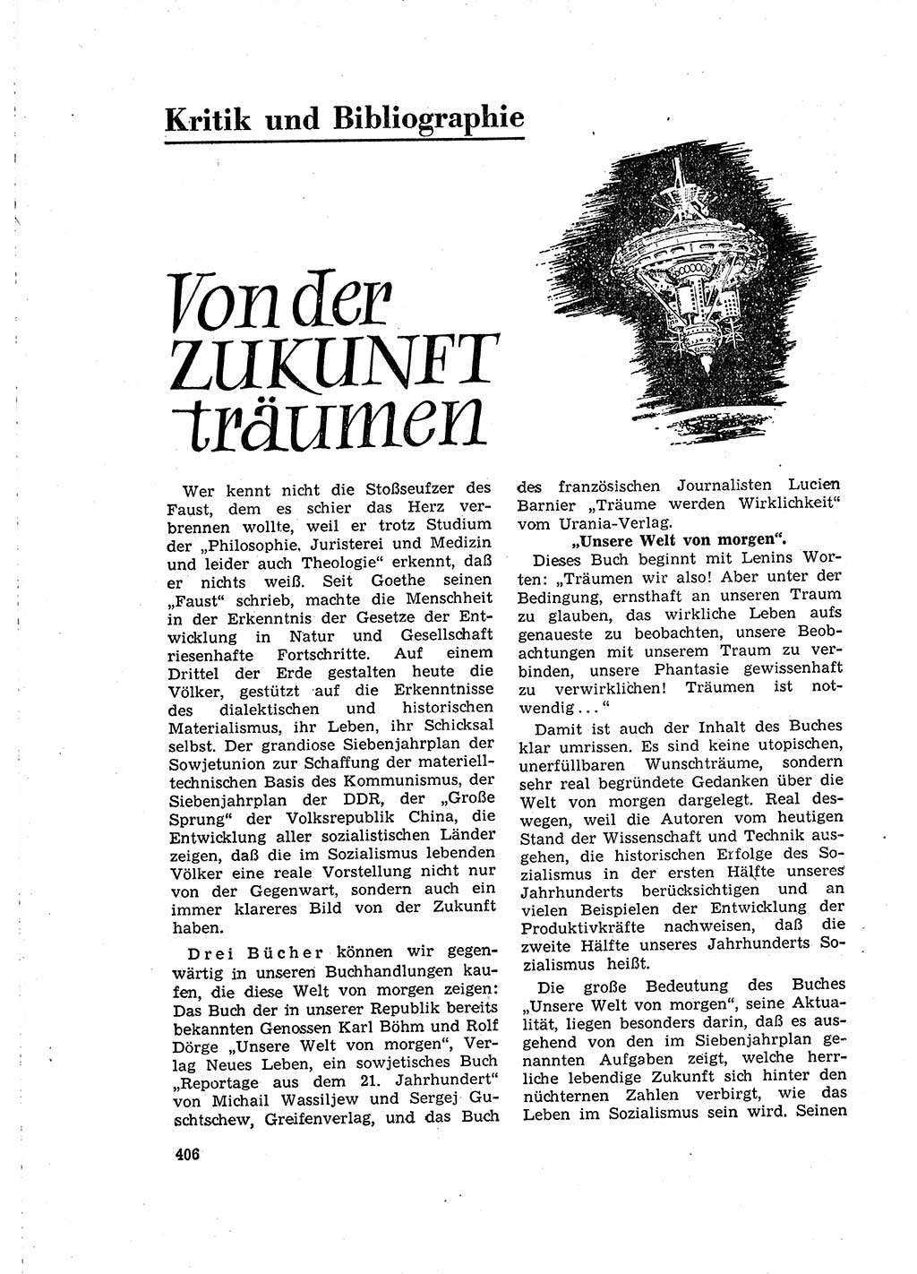 Neuer Weg (NW), Organ des Zentralkomitees (ZK) der SED (Sozialistische Einheitspartei Deutschlands) für Fragen des Parteilebens, 15. Jahrgang [Deutsche Demokratische Republik (DDR)] 1960, Seite 406 (NW ZK SED DDR 1960, S. 406)