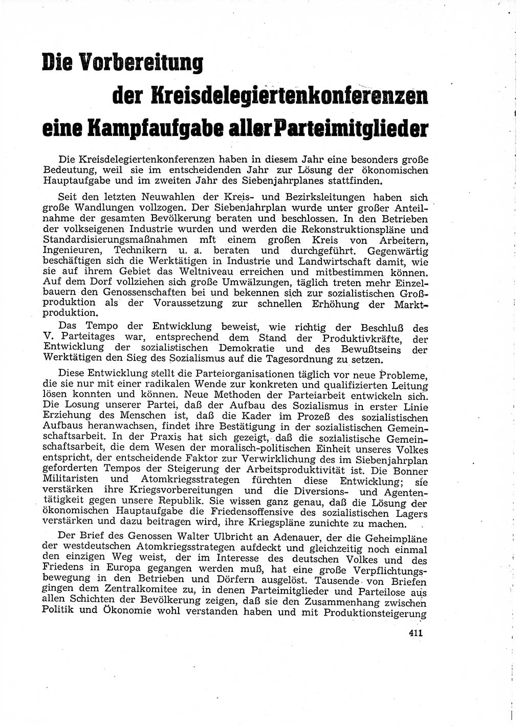 Neuer Weg (NW), Organ des Zentralkomitees (ZK) der SED (Sozialistische Einheitspartei Deutschlands) für Fragen des Parteilebens, 15. Jahrgang [Deutsche Demokratische Republik (DDR)] 1960, Seite 411 (NW ZK SED DDR 1960, S. 411)