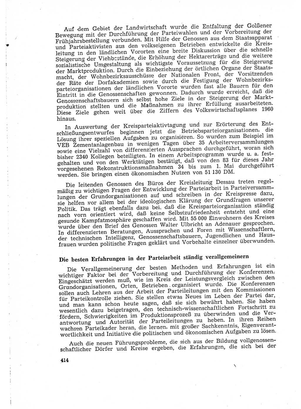 Neuer Weg (NW), Organ des Zentralkomitees (ZK) der SED (Sozialistische Einheitspartei Deutschlands) für Fragen des Parteilebens, 15. Jahrgang [Deutsche Demokratische Republik (DDR)] 1960, Seite 414 (NW ZK SED DDR 1960, S. 414)