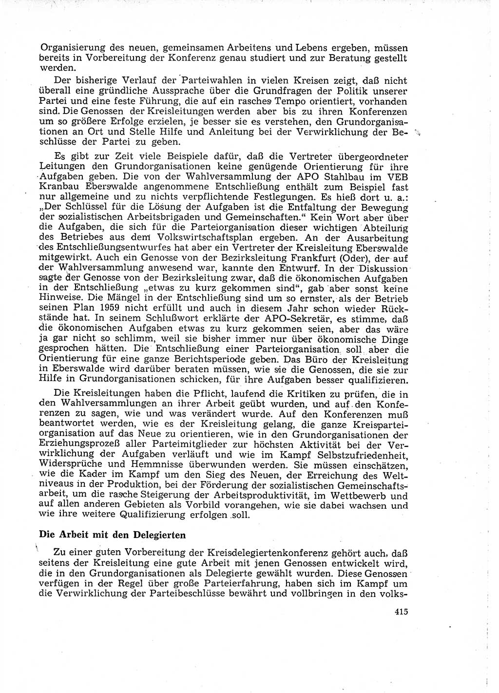 Neuer Weg (NW), Organ des Zentralkomitees (ZK) der SED (Sozialistische Einheitspartei Deutschlands) für Fragen des Parteilebens, 15. Jahrgang [Deutsche Demokratische Republik (DDR)] 1960, Seite 415 (NW ZK SED DDR 1960, S. 415)