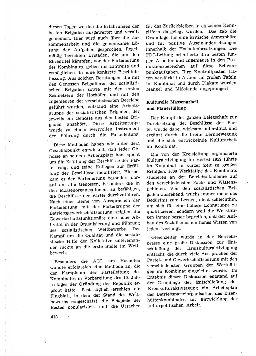 Neuer Weg (NW), Organ des Zentralkomitees (ZK) der SED (Sozialistische Einheitspartei Deutschlands) für Fragen des Parteilebens, 15. Jahrgang [Deutsche Demokratische Republik (DDR)] 1960, Seite 418 (NW ZK SED DDR 1960, S. 418)