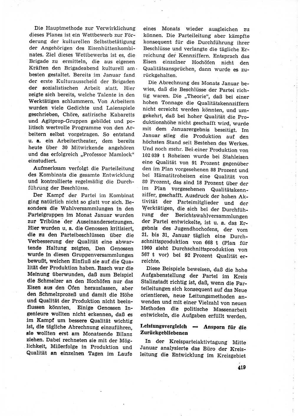 Neuer Weg (NW), Organ des Zentralkomitees (ZK) der SED (Sozialistische Einheitspartei Deutschlands) für Fragen des Parteilebens, 15. Jahrgang [Deutsche Demokratische Republik (DDR)] 1960, Seite 419 (NW ZK SED DDR 1960, S. 419)
