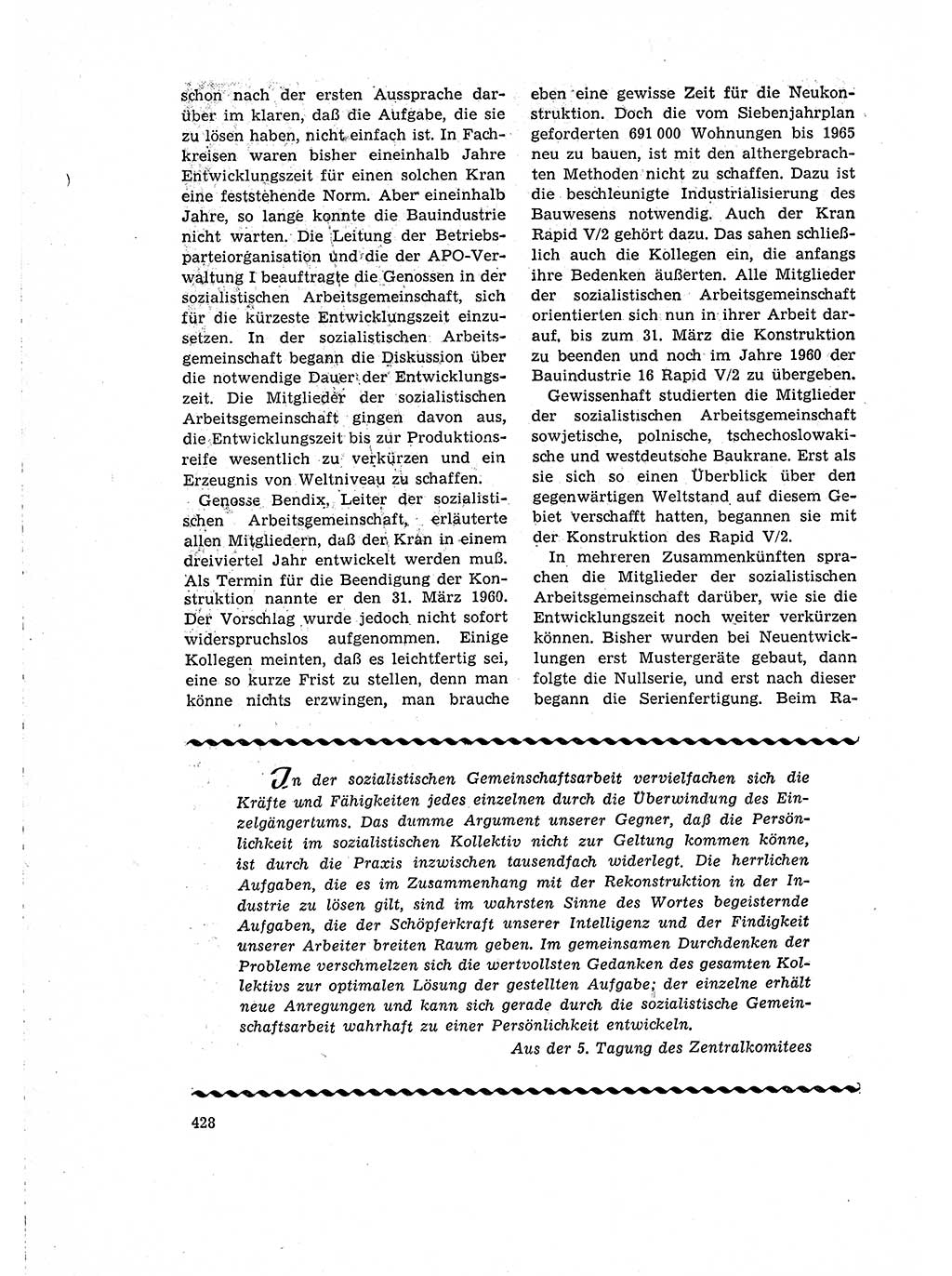 Neuer Weg (NW), Organ des Zentralkomitees (ZK) der SED (Sozialistische Einheitspartei Deutschlands) für Fragen des Parteilebens, 15. Jahrgang [Deutsche Demokratische Republik (DDR)] 1960, Seite 428 (NW ZK SED DDR 1960, S. 428)