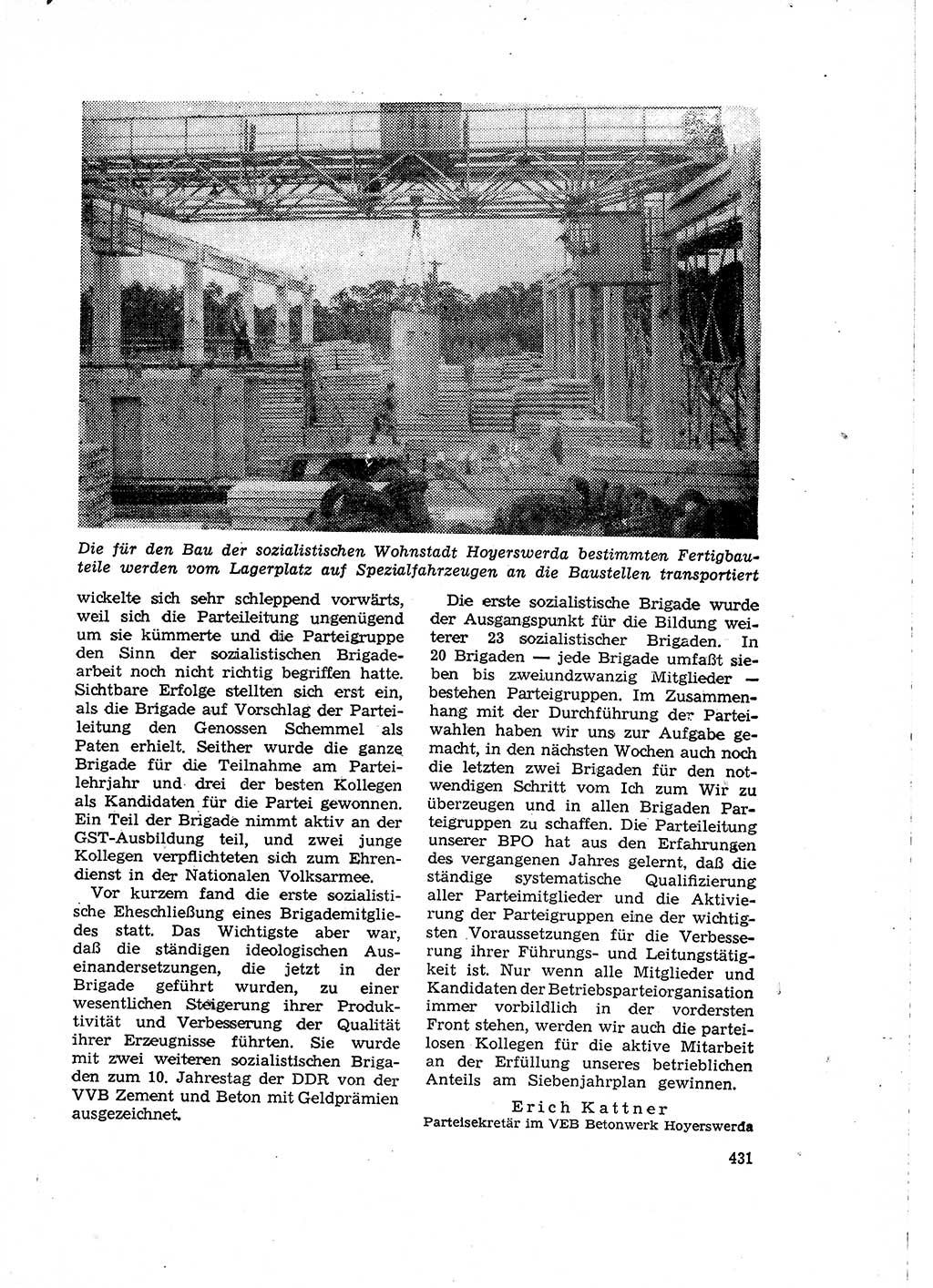 Neuer Weg (NW), Organ des Zentralkomitees (ZK) der SED (Sozialistische Einheitspartei Deutschlands) für Fragen des Parteilebens, 15. Jahrgang [Deutsche Demokratische Republik (DDR)] 1960, Seite 431 (NW ZK SED DDR 1960, S. 431)