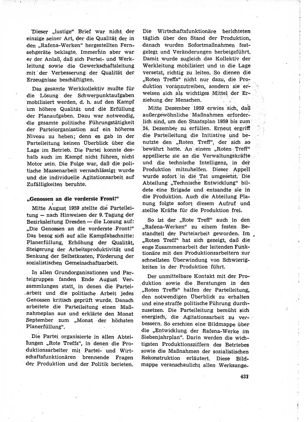 Neuer Weg (NW), Organ des Zentralkomitees (ZK) der SED (Sozialistische Einheitspartei Deutschlands) für Fragen des Parteilebens, 15. Jahrgang [Deutsche Demokratische Republik (DDR)] 1960, Seite 433 (NW ZK SED DDR 1960, S. 433)