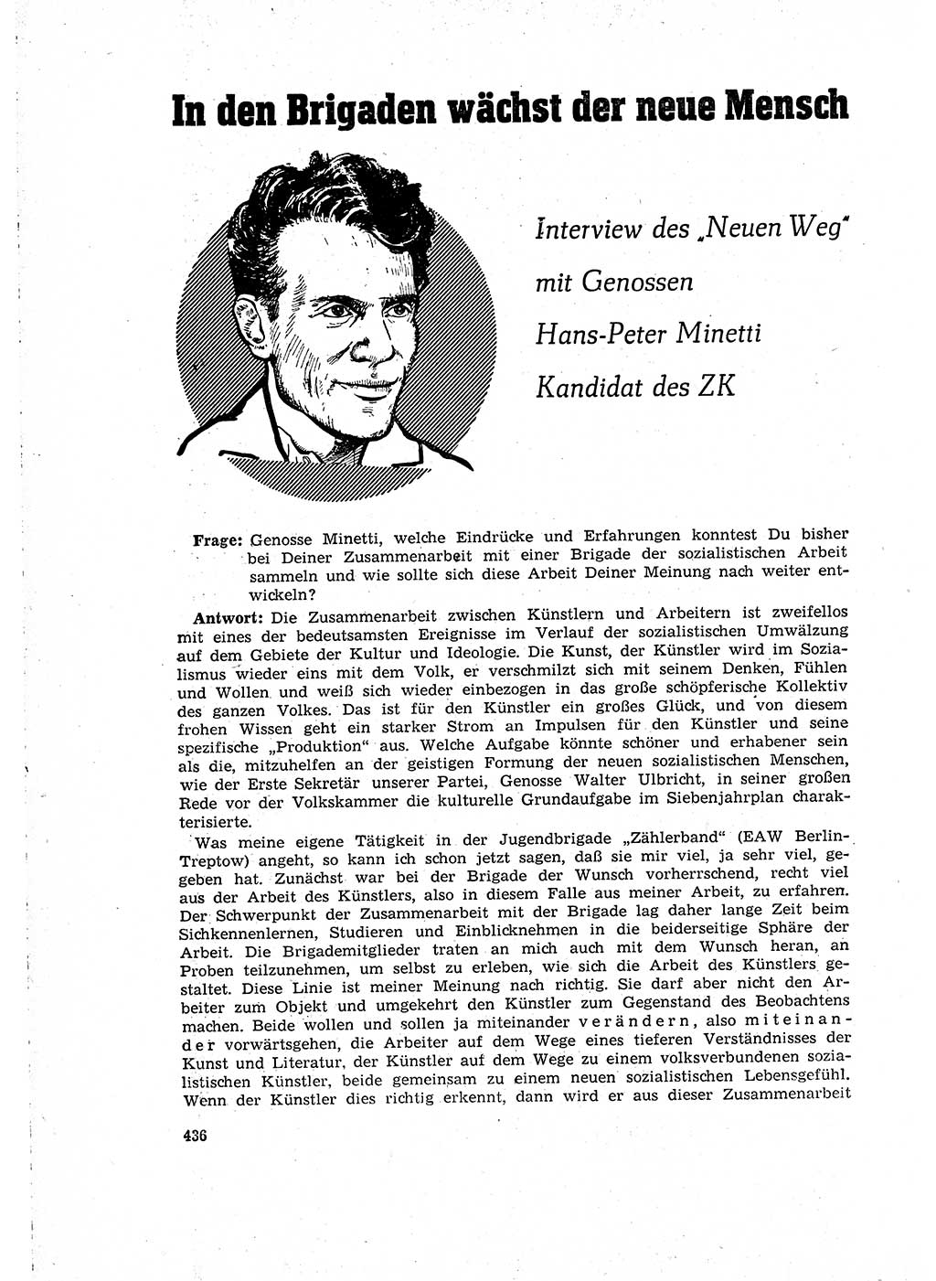 Neuer Weg (NW), Organ des Zentralkomitees (ZK) der SED (Sozialistische Einheitspartei Deutschlands) für Fragen des Parteilebens, 15. Jahrgang [Deutsche Demokratische Republik (DDR)] 1960, Seite 436 (NW ZK SED DDR 1960, S. 436)