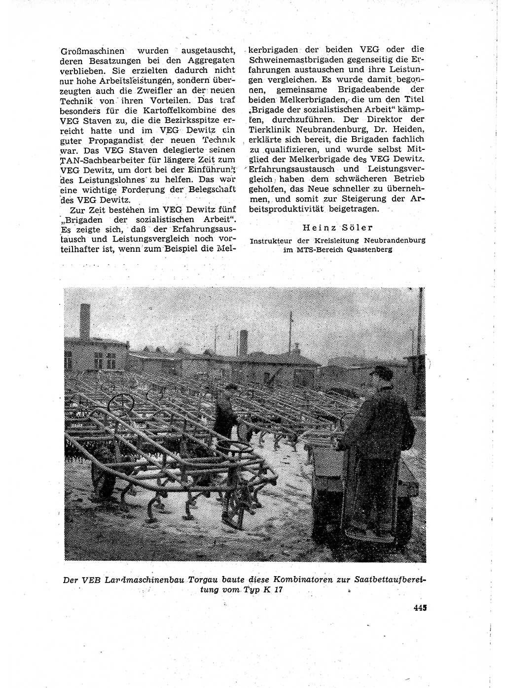 Neuer Weg (NW), Organ des Zentralkomitees (ZK) der SED (Sozialistische Einheitspartei Deutschlands) für Fragen des Parteilebens, 15. Jahrgang [Deutsche Demokratische Republik (DDR)] 1960, Seite 445 (NW ZK SED DDR 1960, S. 445)