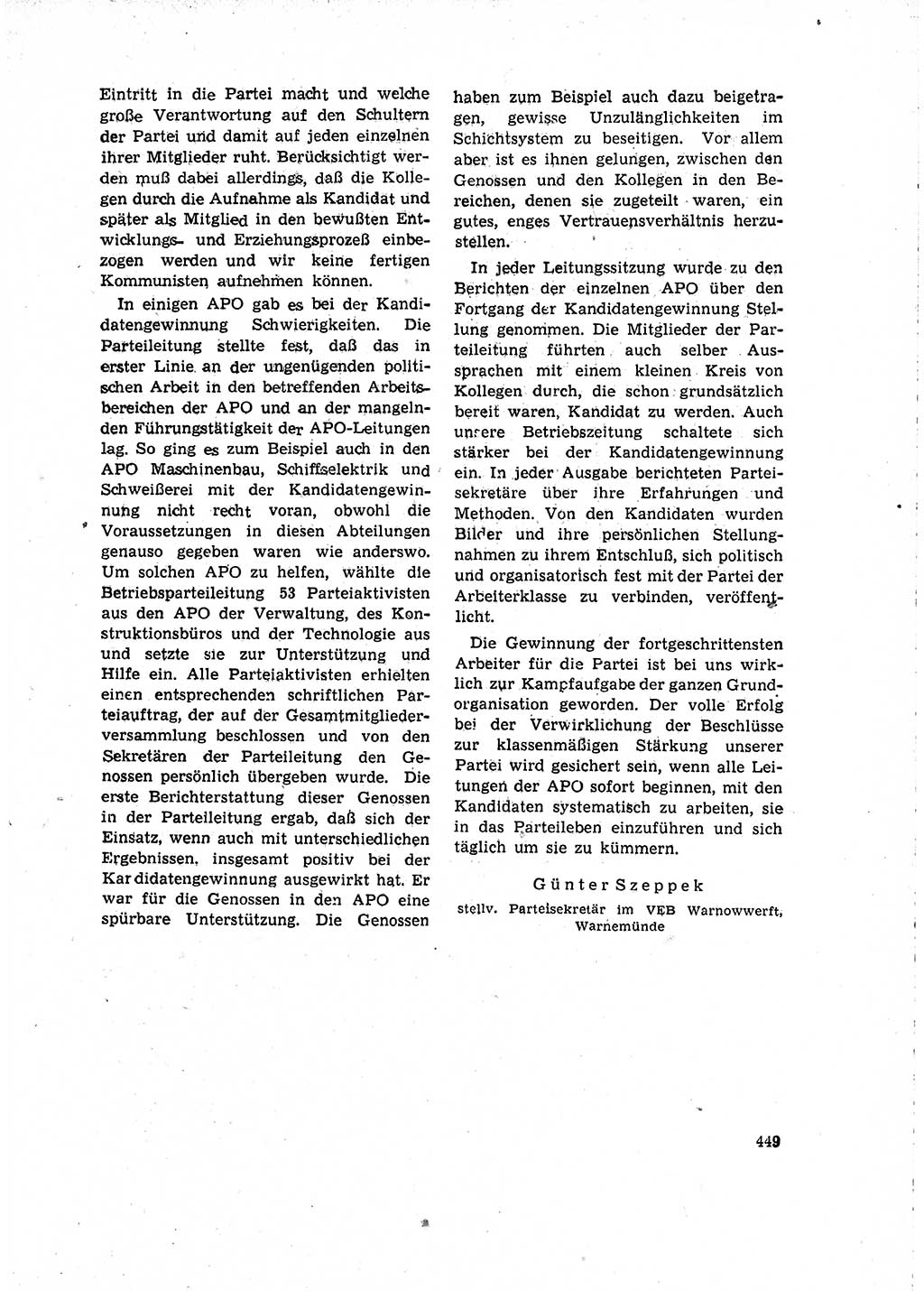Neuer Weg (NW), Organ des Zentralkomitees (ZK) der SED (Sozialistische Einheitspartei Deutschlands) für Fragen des Parteilebens, 15. Jahrgang [Deutsche Demokratische Republik (DDR)] 1960, Seite 449 (NW ZK SED DDR 1960, S. 449)