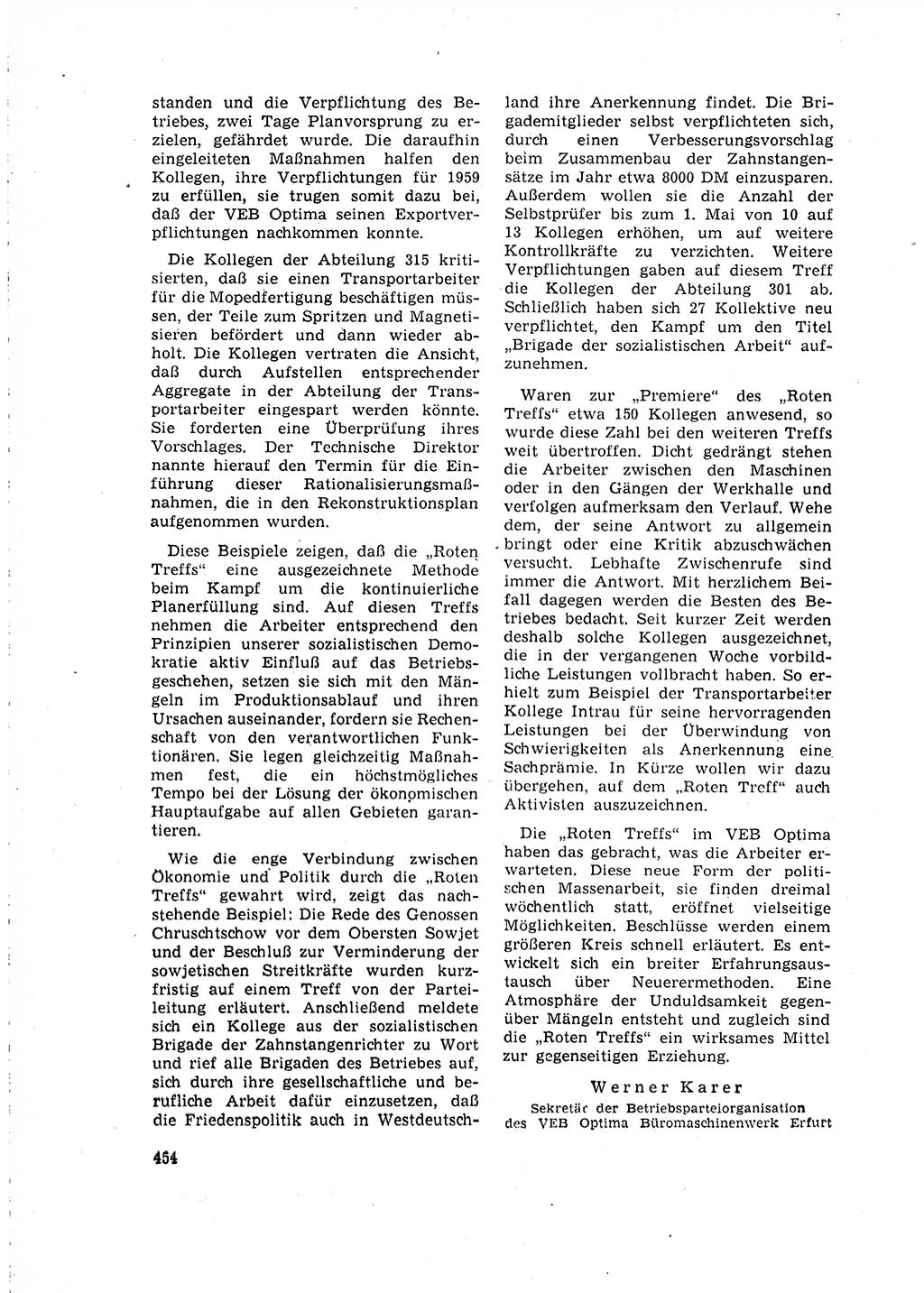 Neuer Weg (NW), Organ des Zentralkomitees (ZK) der SED (Sozialistische Einheitspartei Deutschlands) für Fragen des Parteilebens, 15. Jahrgang [Deutsche Demokratische Republik (DDR)] 1960, Seite 454 (NW ZK SED DDR 1960, S. 454)