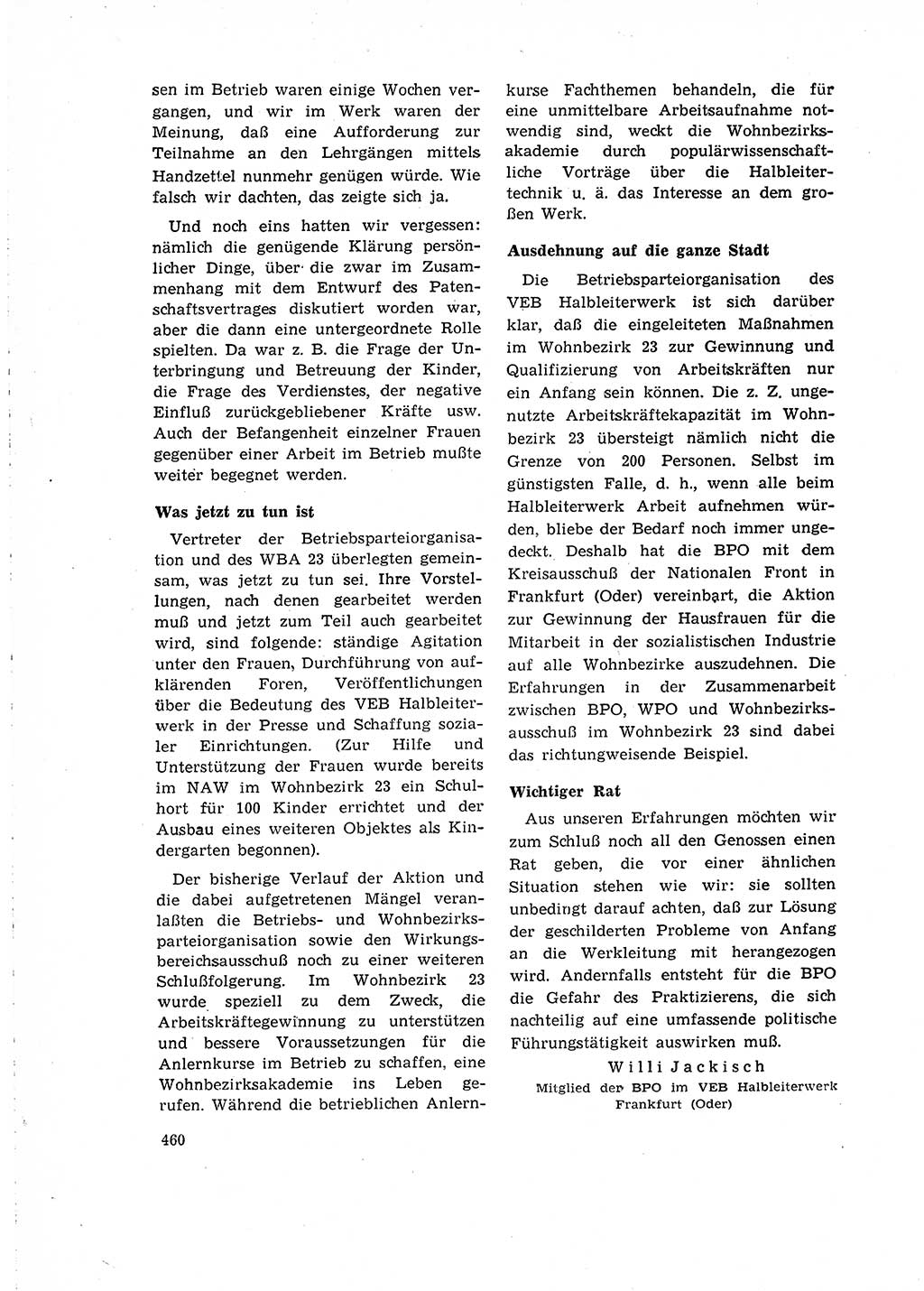 Neuer Weg (NW), Organ des Zentralkomitees (ZK) der SED (Sozialistische Einheitspartei Deutschlands) für Fragen des Parteilebens, 15. Jahrgang [Deutsche Demokratische Republik (DDR)] 1960, Seite 460 (NW ZK SED DDR 1960, S. 460)
