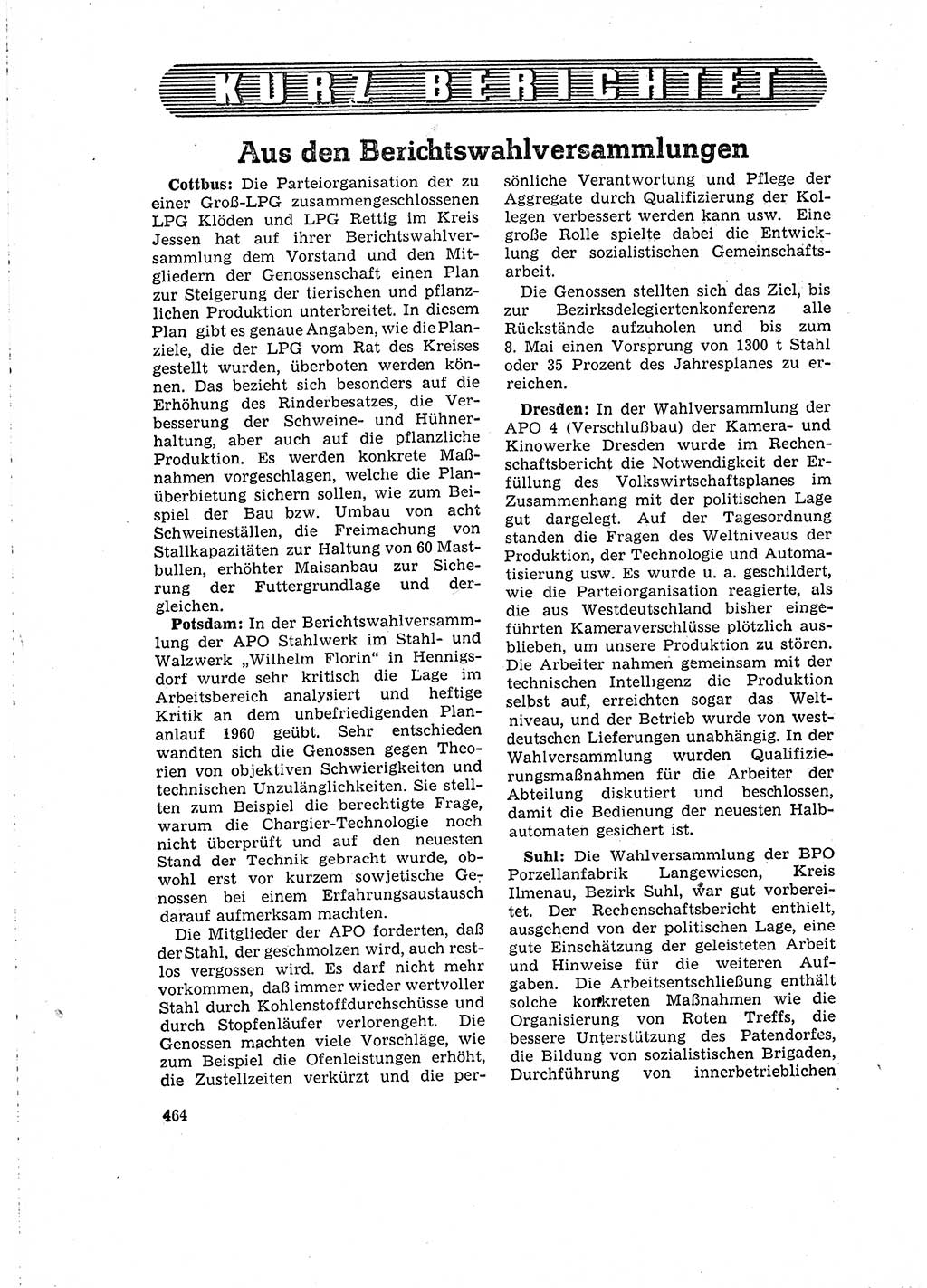 Neuer Weg (NW), Organ des Zentralkomitees (ZK) der SED (Sozialistische Einheitspartei Deutschlands) für Fragen des Parteilebens, 15. Jahrgang [Deutsche Demokratische Republik (DDR)] 1960, Seite 464 (NW ZK SED DDR 1960, S. 464)