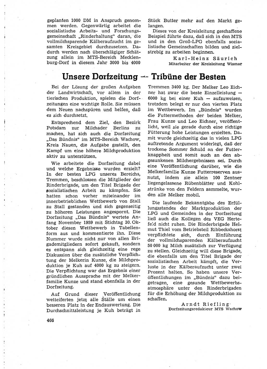 Neuer Weg (NW), Organ des Zentralkomitees (ZK) der SED (Sozialistische Einheitspartei Deutschlands) für Fragen des Parteilebens, 15. Jahrgang [Deutsche Demokratische Republik (DDR)] 1960, Seite 466 (NW ZK SED DDR 1960, S. 466)