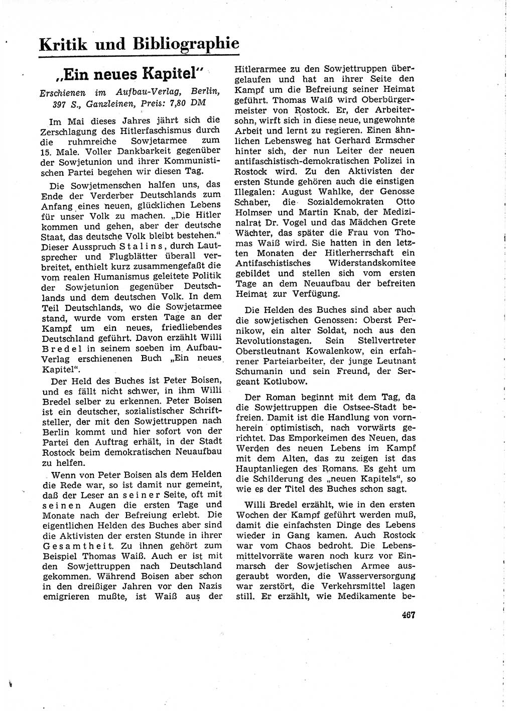 Neuer Weg (NW), Organ des Zentralkomitees (ZK) der SED (Sozialistische Einheitspartei Deutschlands) für Fragen des Parteilebens, 15. Jahrgang [Deutsche Demokratische Republik (DDR)] 1960, Seite 467 (NW ZK SED DDR 1960, S. 467)