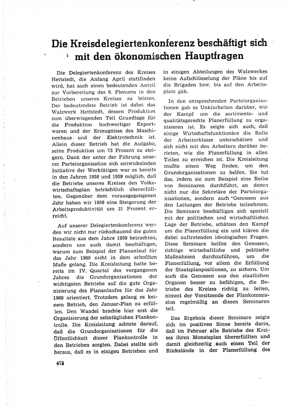Neuer Weg (NW), Organ des Zentralkomitees (ZK) der SED (Sozialistische Einheitspartei Deutschlands) für Fragen des Parteilebens, 15. Jahrgang [Deutsche Demokratische Republik (DDR)] 1960, Seite 478 (NW ZK SED DDR 1960, S. 478)