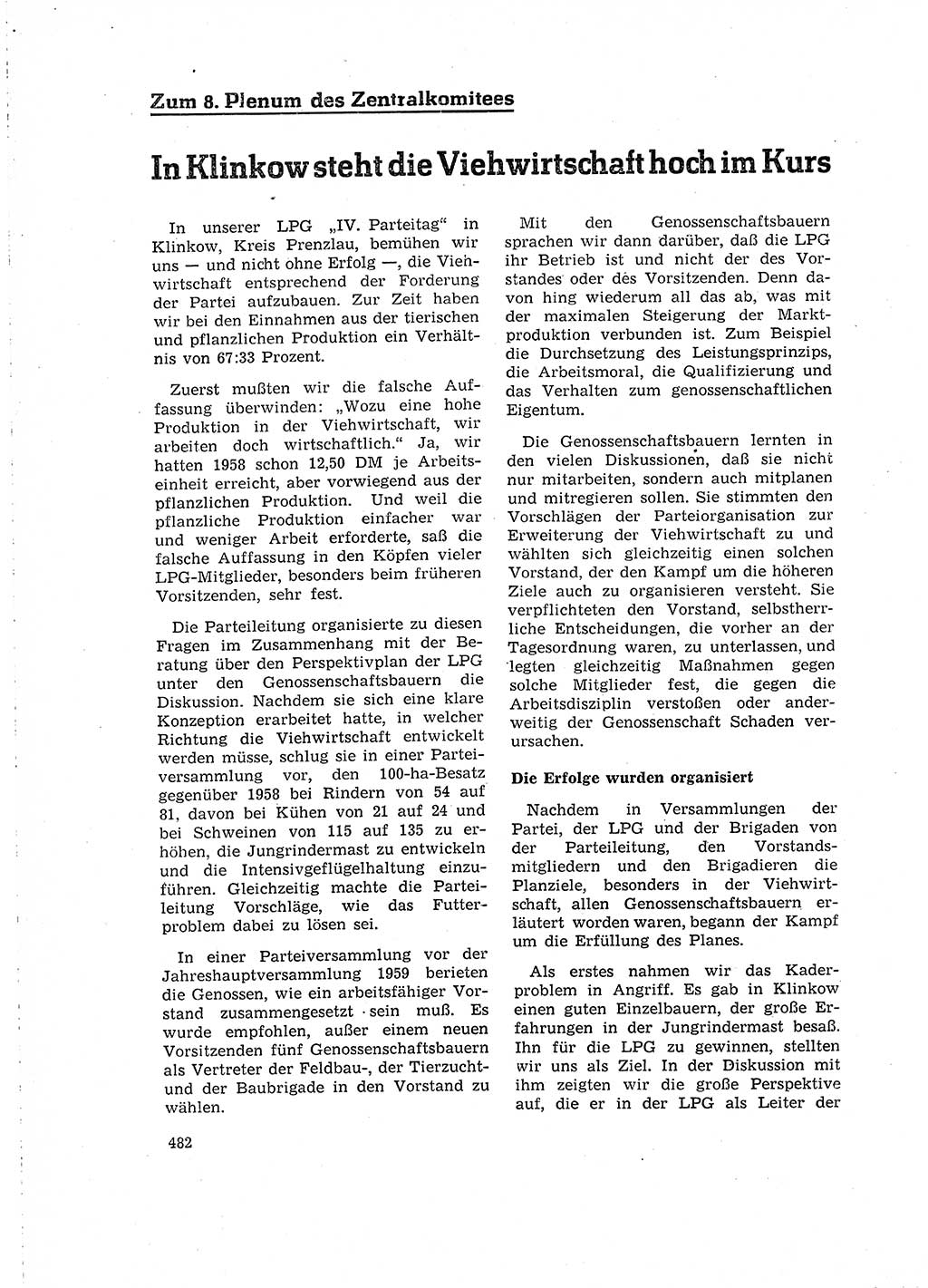 Neuer Weg (NW), Organ des Zentralkomitees (ZK) der SED (Sozialistische Einheitspartei Deutschlands) für Fragen des Parteilebens, 15. Jahrgang [Deutsche Demokratische Republik (DDR)] 1960, Seite 482 (NW ZK SED DDR 1960, S. 482)