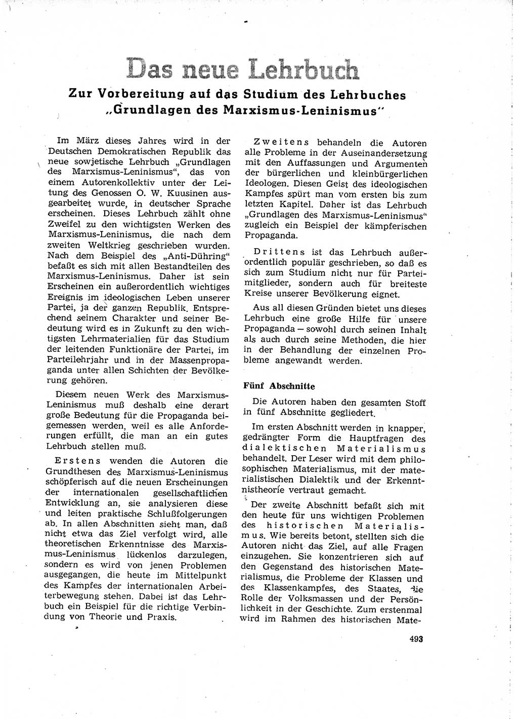 Neuer Weg (NW), Organ des Zentralkomitees (ZK) der SED (Sozialistische Einheitspartei Deutschlands) für Fragen des Parteilebens, 15. Jahrgang [Deutsche Demokratische Republik (DDR)] 1960, Seite 493 (NW ZK SED DDR 1960, S. 493)