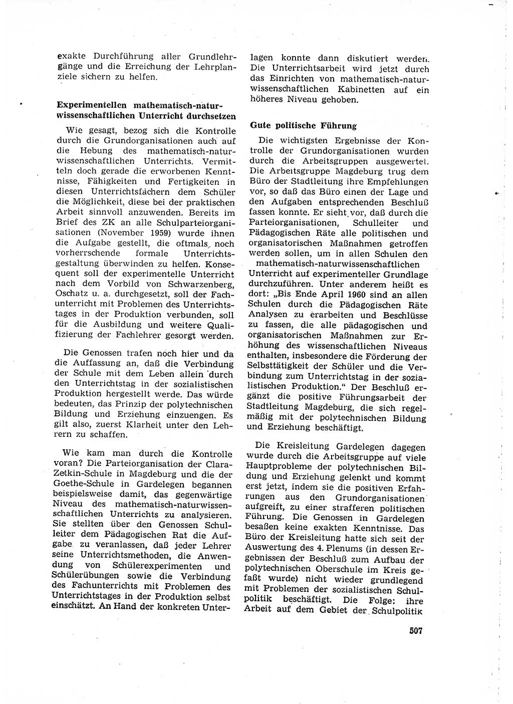 Neuer Weg (NW), Organ des Zentralkomitees (ZK) der SED (Sozialistische Einheitspartei Deutschlands) für Fragen des Parteilebens, 15. Jahrgang [Deutsche Demokratische Republik (DDR)] 1960, Seite 507 (NW ZK SED DDR 1960, S. 507)