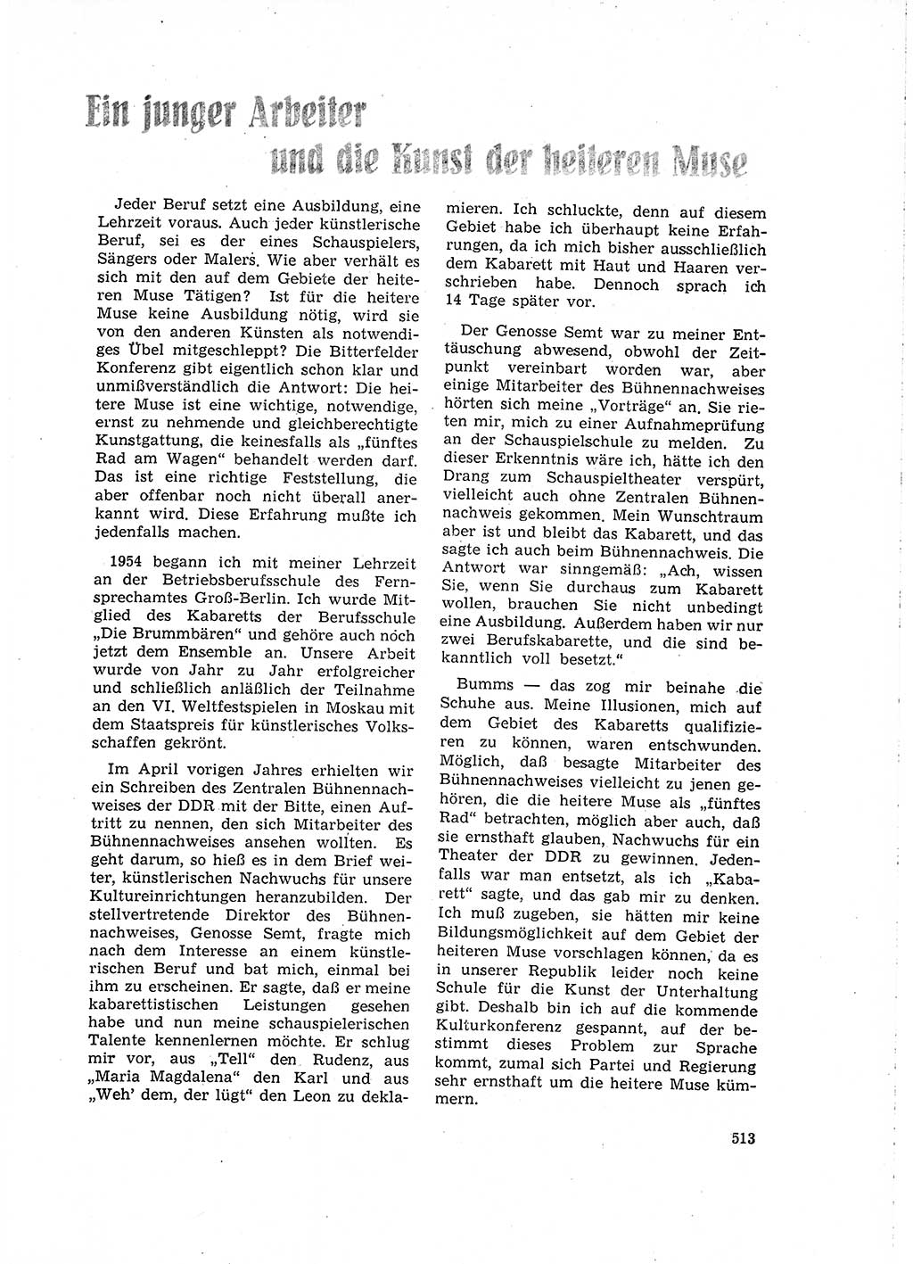 Neuer Weg (NW), Organ des Zentralkomitees (ZK) der SED (Sozialistische Einheitspartei Deutschlands) für Fragen des Parteilebens, 15. Jahrgang [Deutsche Demokratische Republik (DDR)] 1960, Seite 513 (NW ZK SED DDR 1960, S. 513)