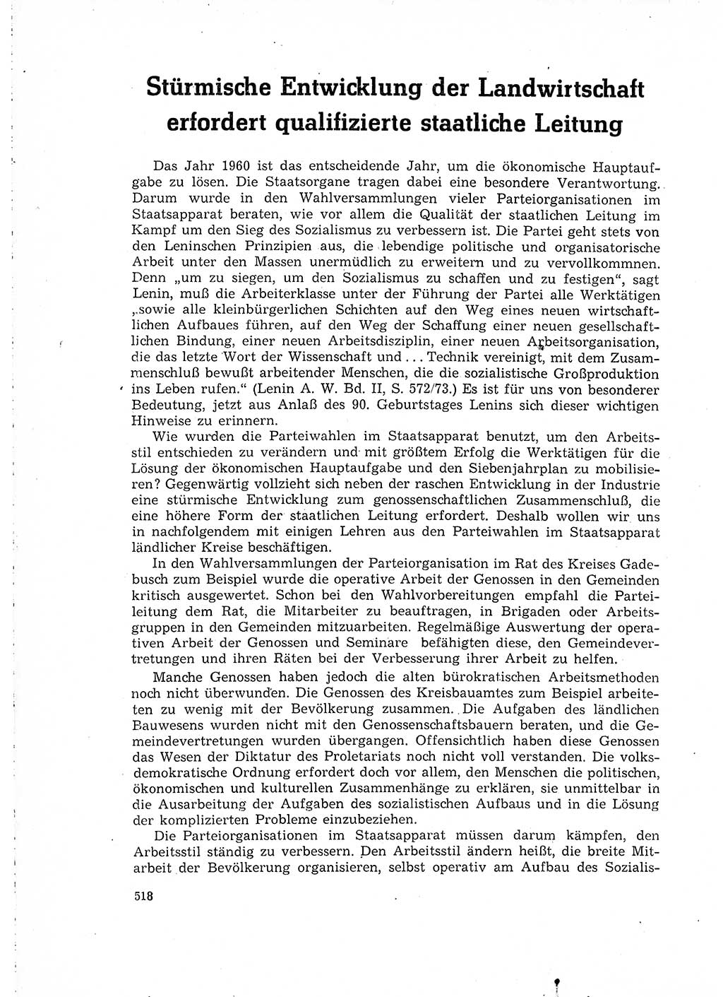 Neuer Weg (NW), Organ des Zentralkomitees (ZK) der SED (Sozialistische Einheitspartei Deutschlands) für Fragen des Parteilebens, 15. Jahrgang [Deutsche Demokratische Republik (DDR)] 1960, Seite 518 (NW ZK SED DDR 1960, S. 518)