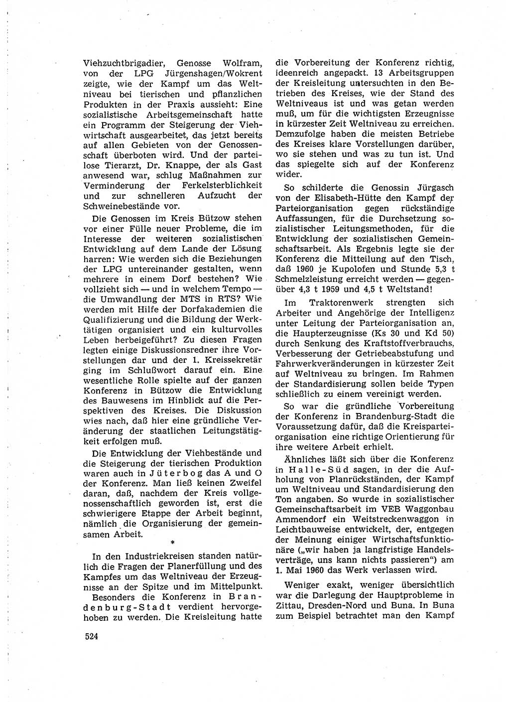 Neuer Weg (NW), Organ des Zentralkomitees (ZK) der SED (Sozialistische Einheitspartei Deutschlands) für Fragen des Parteilebens, 15. Jahrgang [Deutsche Demokratische Republik (DDR)] 1960, Seite 524 (NW ZK SED DDR 1960, S. 524)